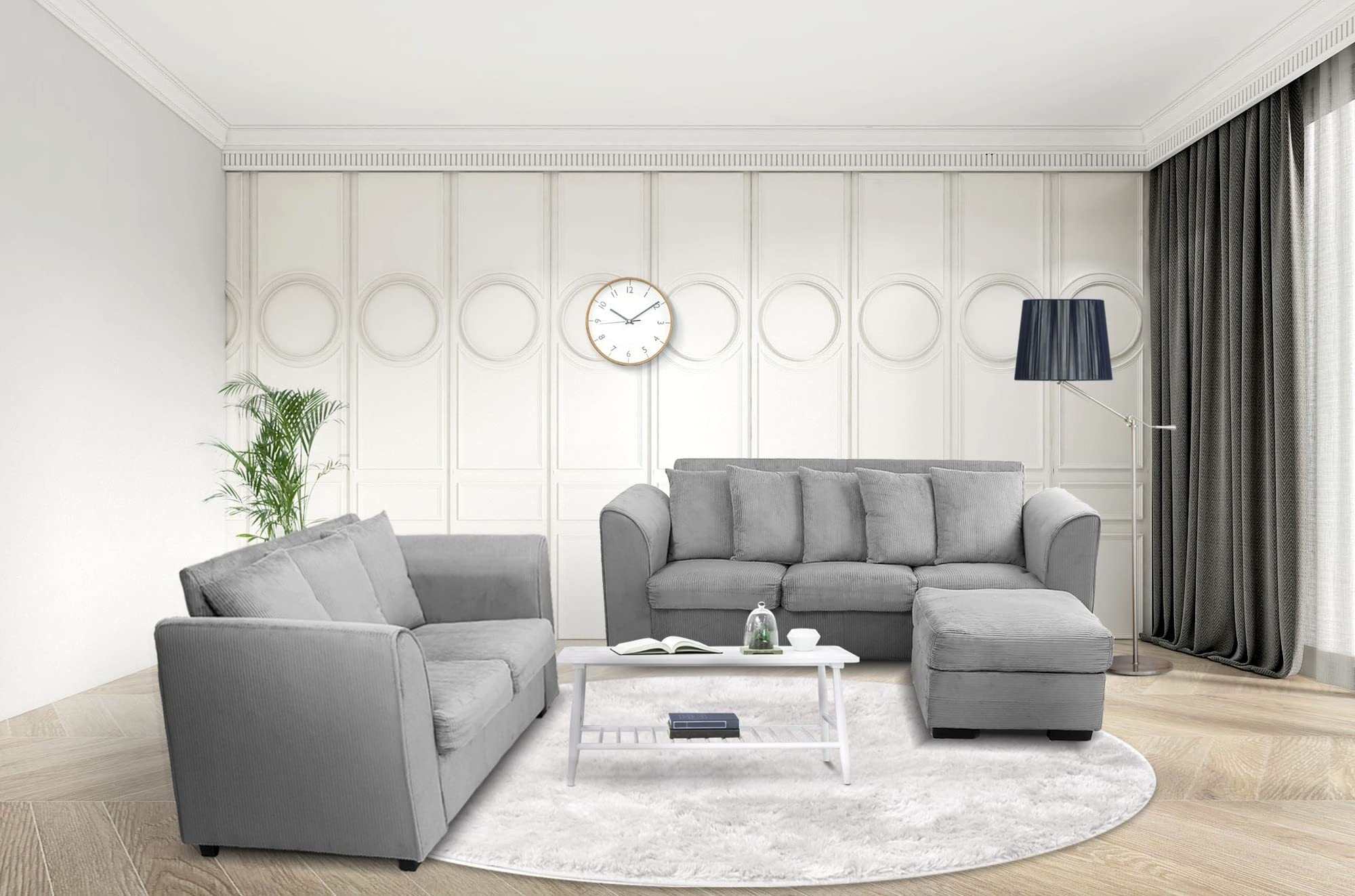 3-Piece Light Grey Living Room Furniture Set - Sofa, Loveseat & Chair for Cozy Home Decor & Small Spaces