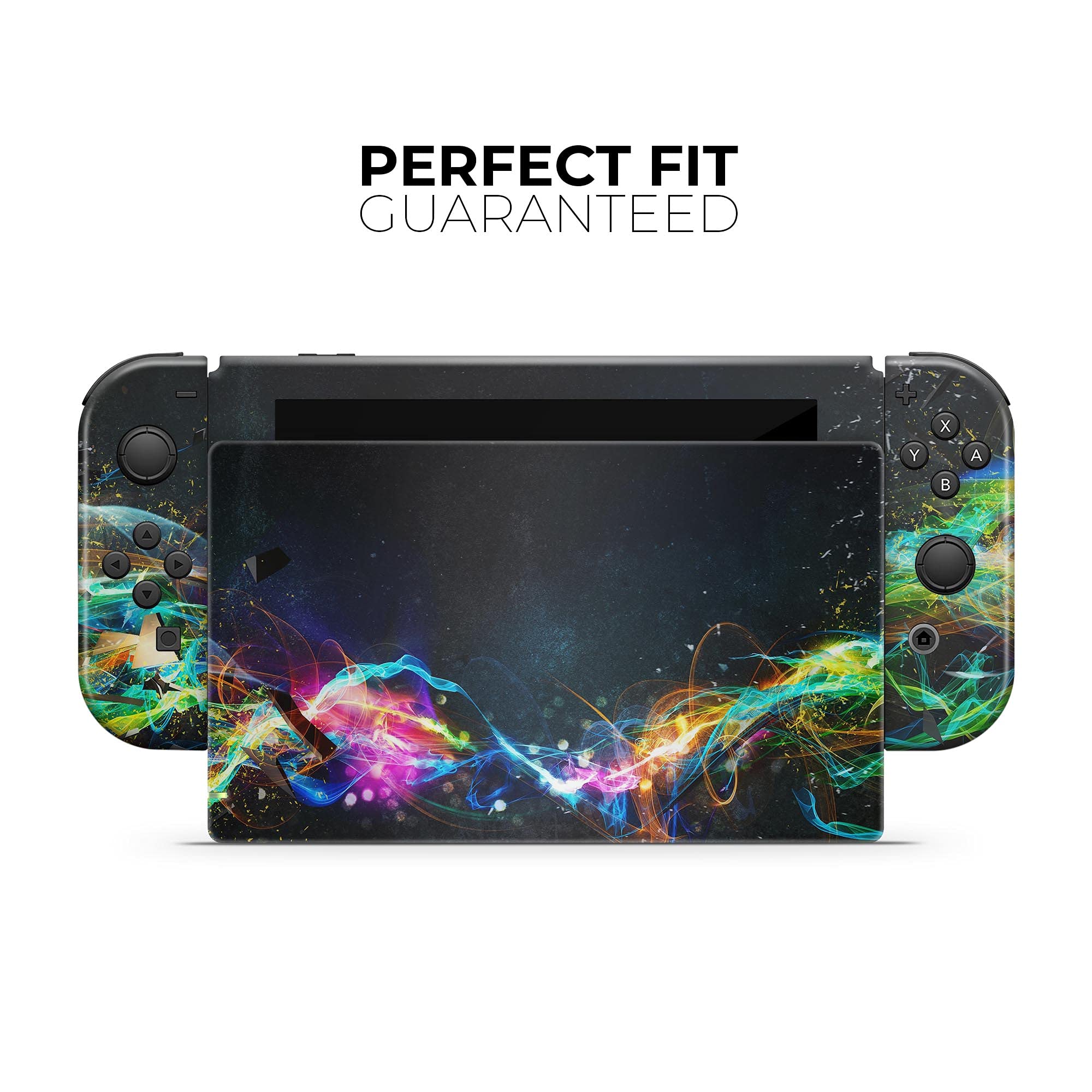 Nintendo Switch Skin Decal - Protective Scratch-Resistant Removable Vinyl Wrap Cover for Switch Console - Neon Motion Lights Design - Perfect for Gaming, Travel & Customization