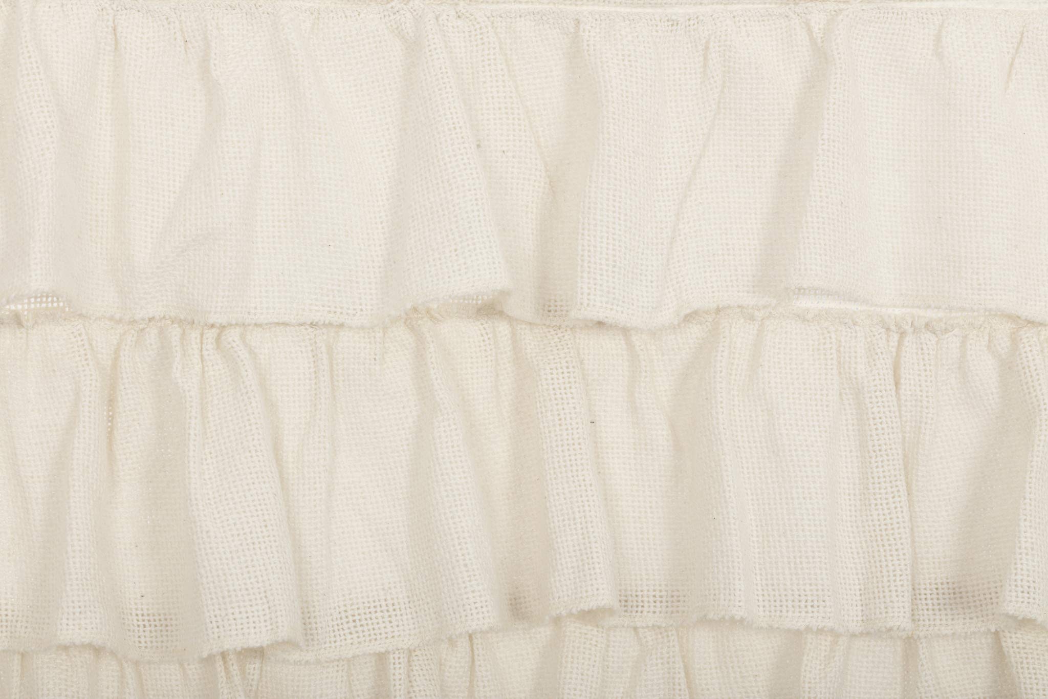 VHC Brands Country Kitchen Curtains - Farmhouse Style Burlap Valance with Rod Pocket, Antique White Ruffled Design, 16x60 Inches - Perfect for Rustic Kitchens, Dining Rooms & Farmhouse Decor