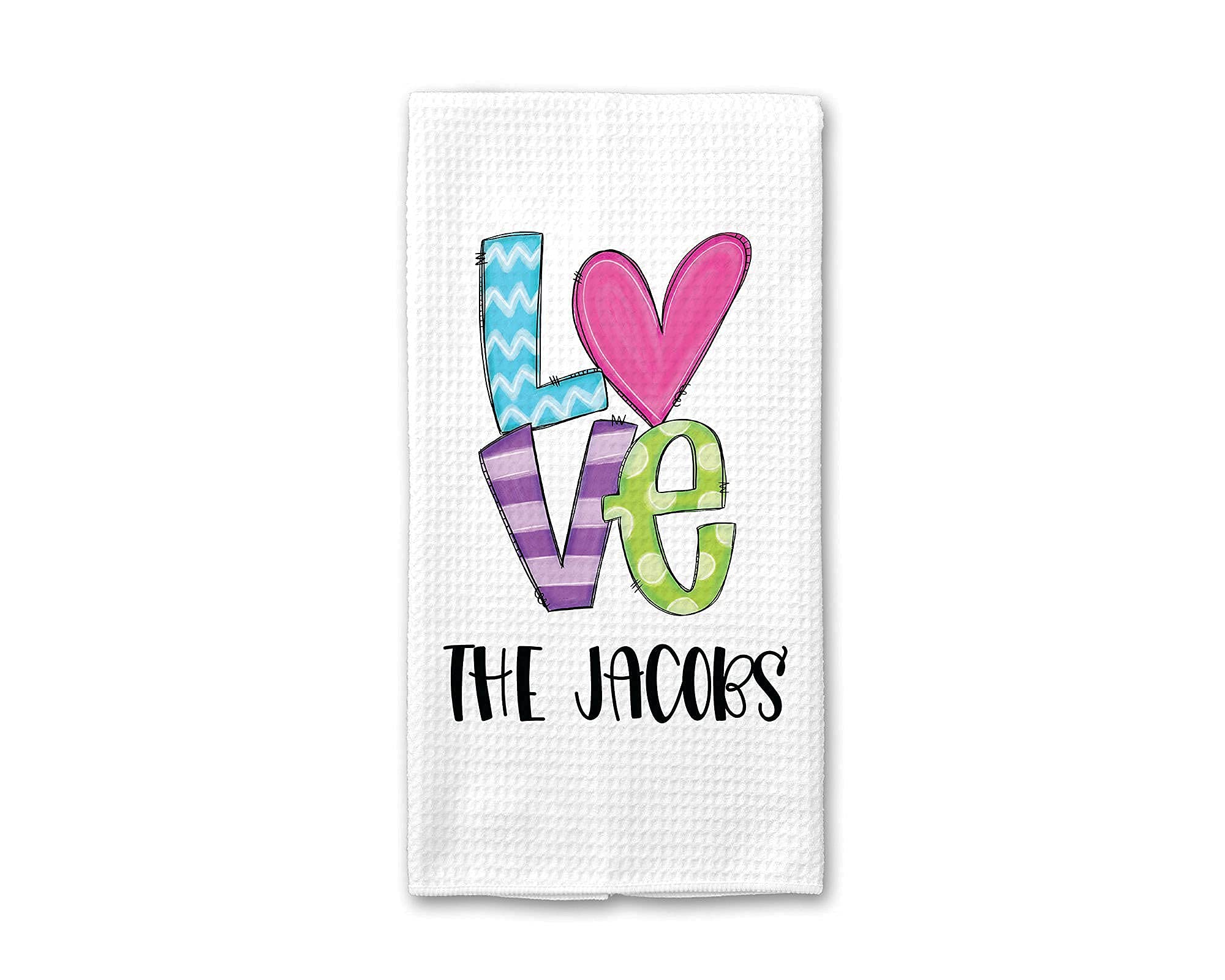 Custom Waffle Weave Dish Towel - Personalized Kitchen Towel Set for Valentine's Day Gifts - Absorbent & Decorative Home Kitchen Essentials for Cooking, Baking & Hosting
