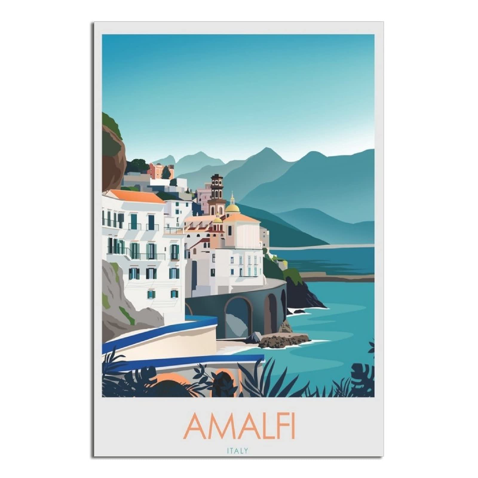 Vintage Travel Posters - Amalfi Coast Italy & Mountain House Canvas Art - Modern Wall Decor for Living Room, Bedroom, Office - Perfect Birthday Gift for Travel Lovers & Home Decor Enthusiasts
