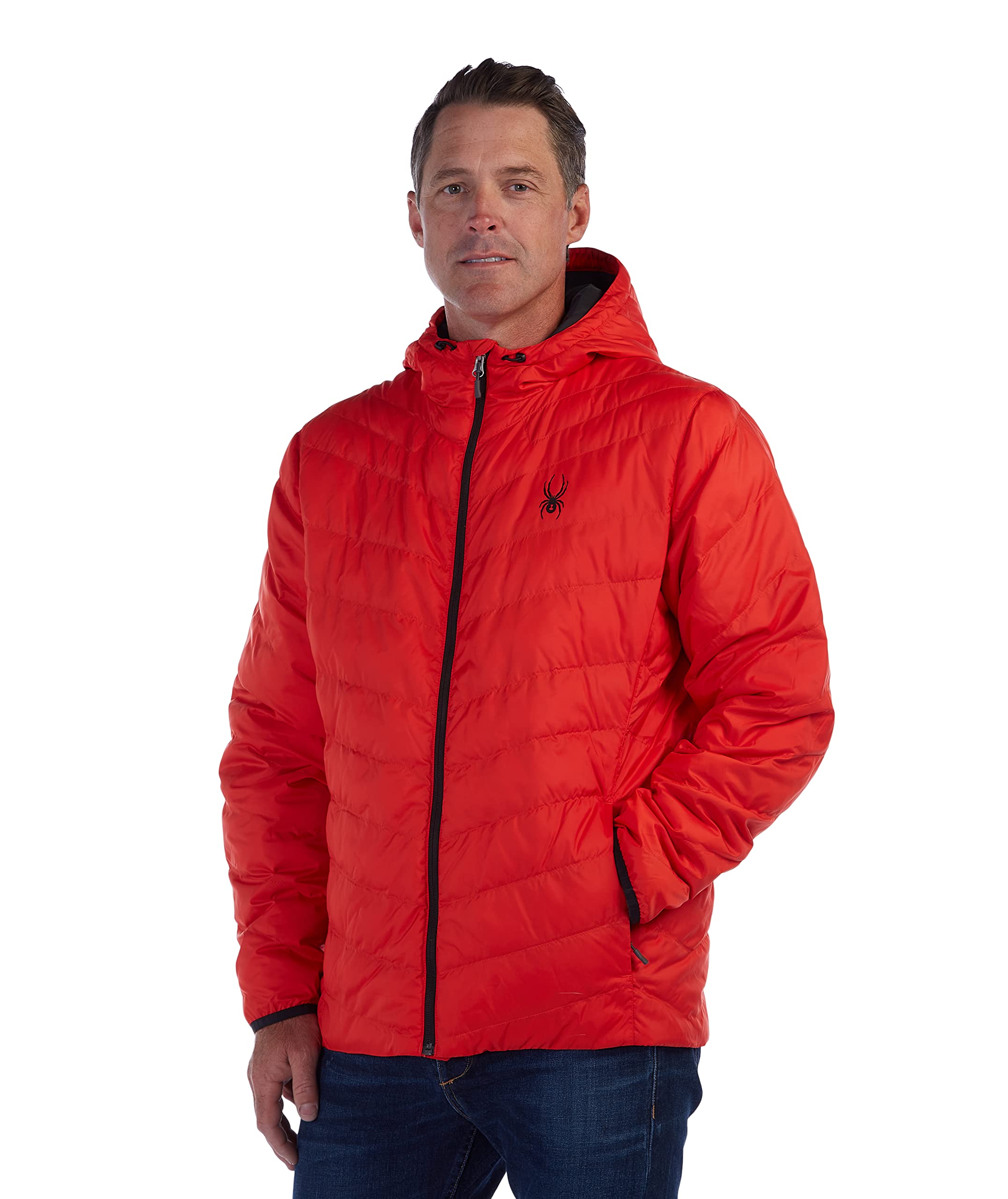 Spyder Men's Peak Hoodie Insulator Jacket - Lightweight Winter Jacket for Skiing, Snowboarding & Outdoor Activities
