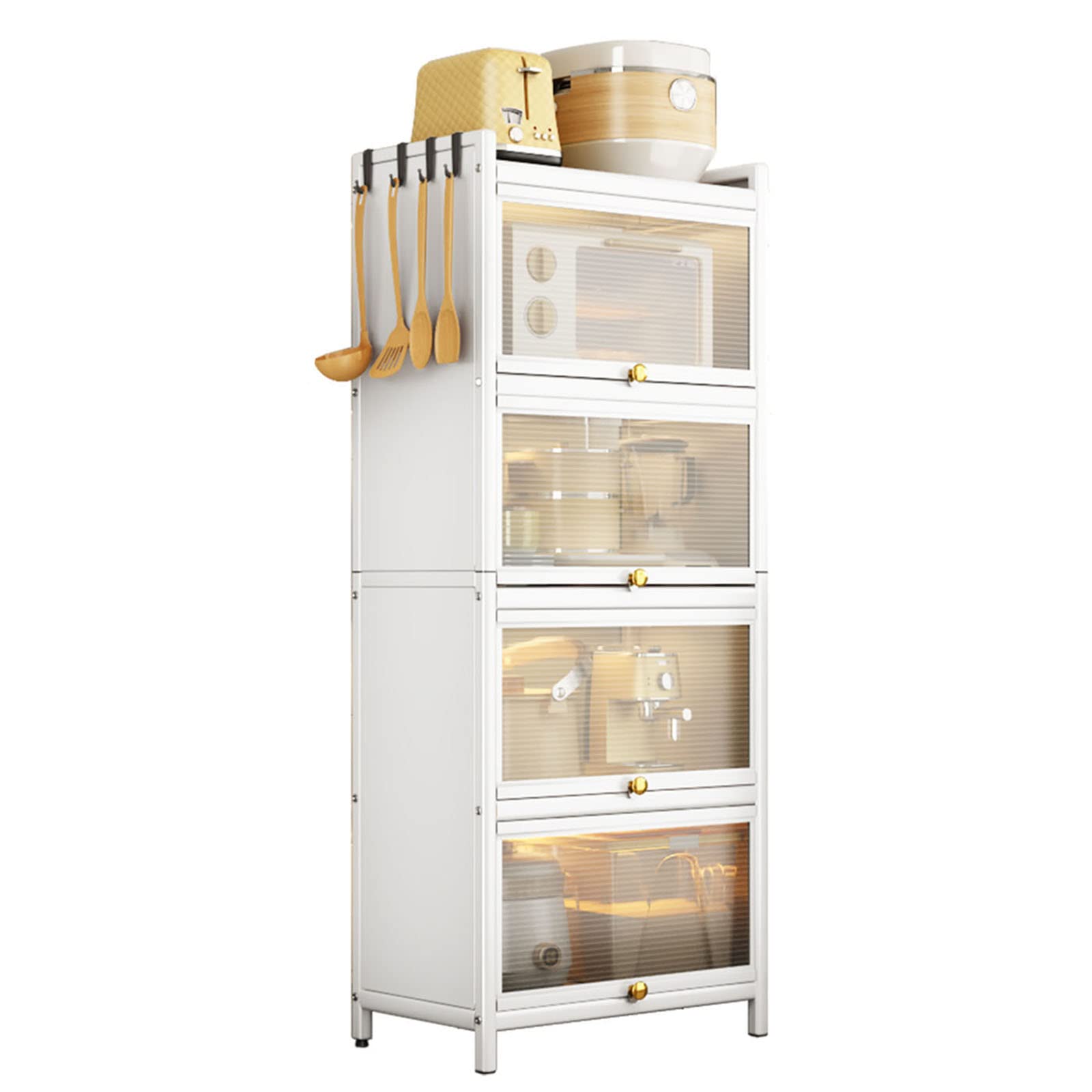 5-Tier Kitchen Island with Hooks - Industrial Microwave Stand, Free Standing Coffee Station & Utility Storage Shelf (47cm) - Perfect for Small Kitchens, Pantry Organization & Coffee Bar Setup