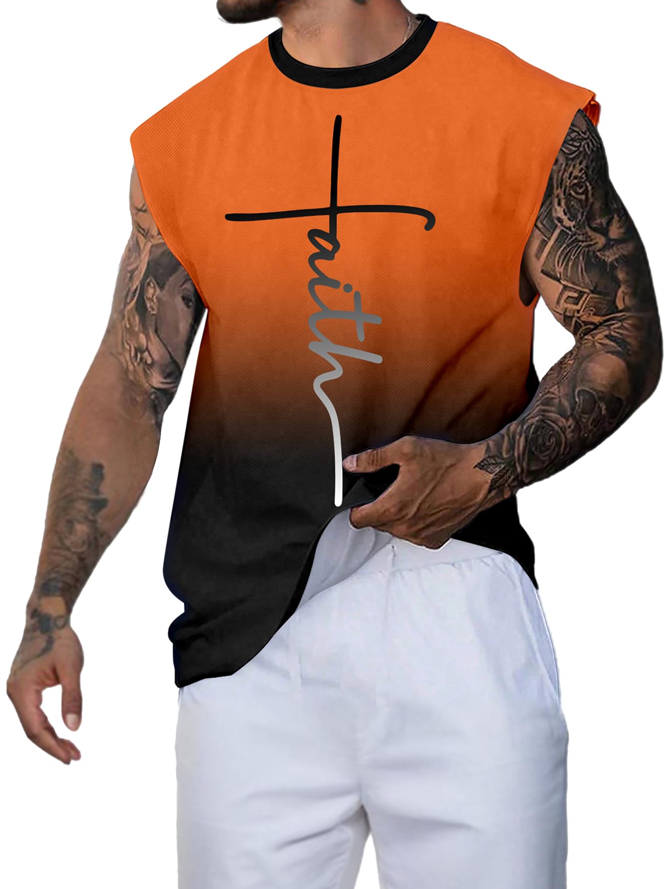 Men's Sleeveless Muscle Tank Top - Breathable Workout Shirt with Round Neck & Stylish Letter Print - Gym, Running & Summer Casual Wear