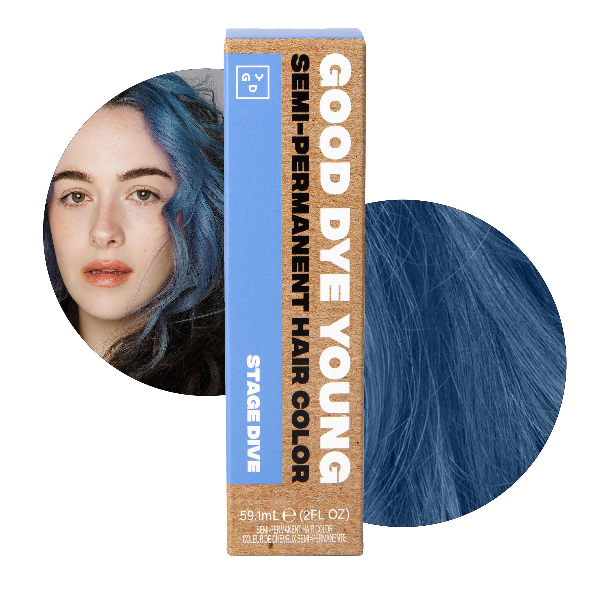 Good Dye Young Streaks & Strands Semi-Permanent Hair Color - Stage Dive Denim Blue | UV Protective Temporary Hair Dye Lasts 15-24 Washes | Conditioning Dark Teal Hair Color | PPD-Free & Cruelty-Free Vegan Formula | Perfect for Festivals, Cosplay & Bold Everyday Looks