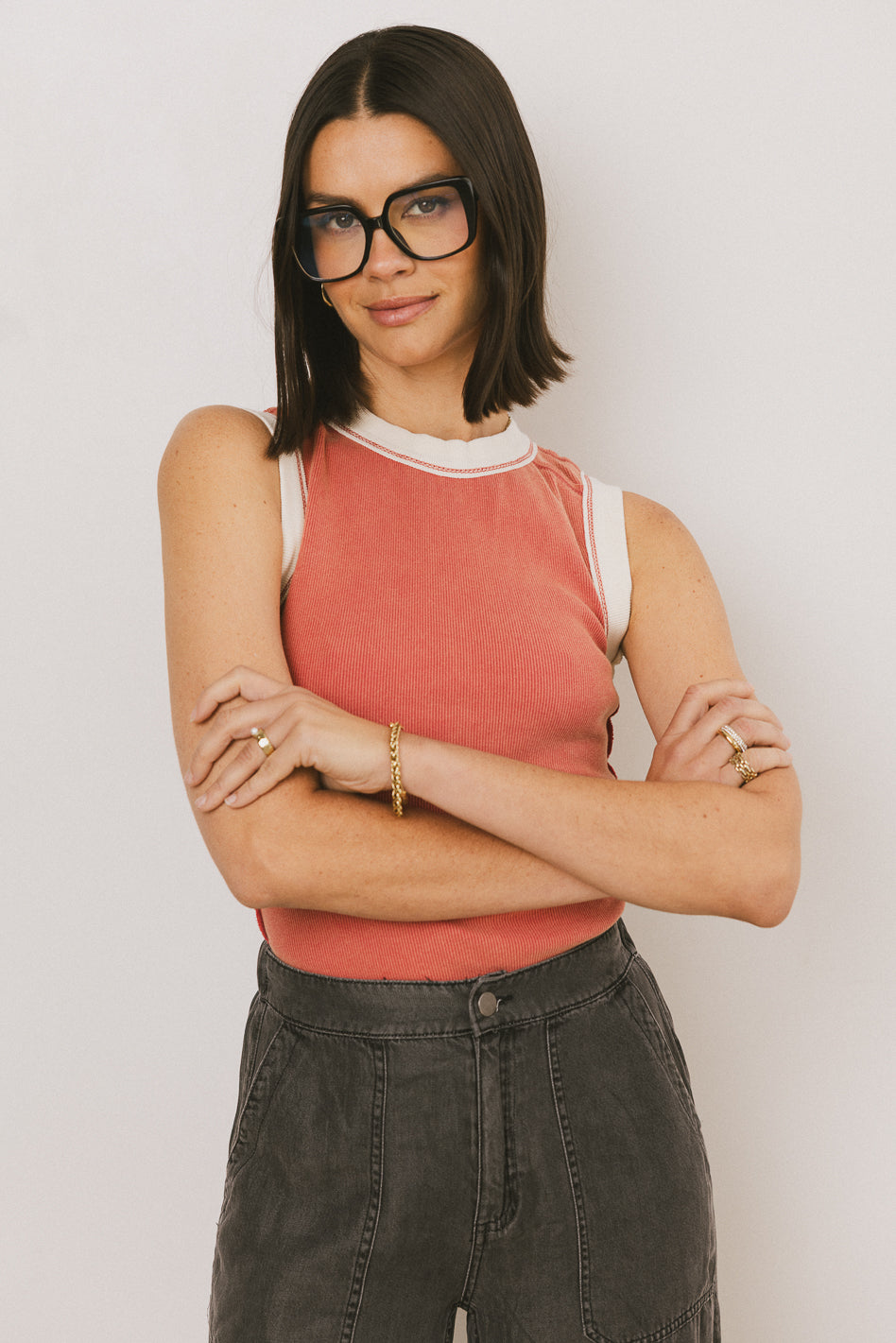 Lilah Reverse Seam Tank Top for Women - Soft Stretch Red Sleeveless Shirt | Casual Summer Outfits & Layering Essentials