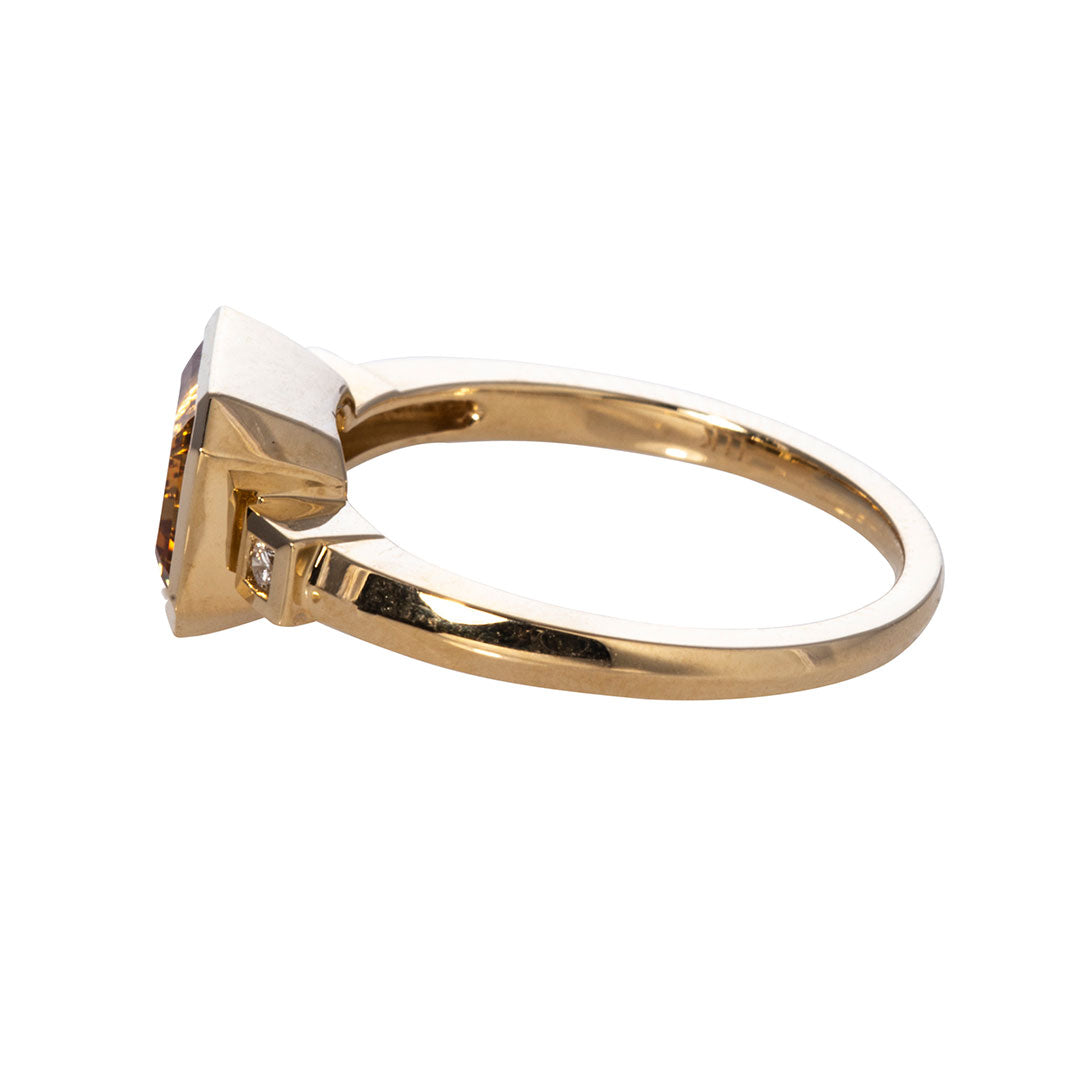 14K Yellow Gold Citrine & Diamond Ring for Women - Elegant Birthstone Jewelry for Gifts, Anniversaries & Special Occasions