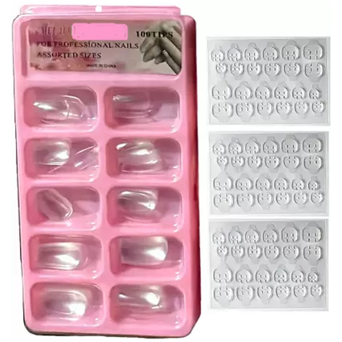 Premium 100-Pack Clear Reusable Artificial Nail Tips with 3 Nail Sticker Sheets - Natural False Nails for Salon, DIY Manicure & Special Occasions