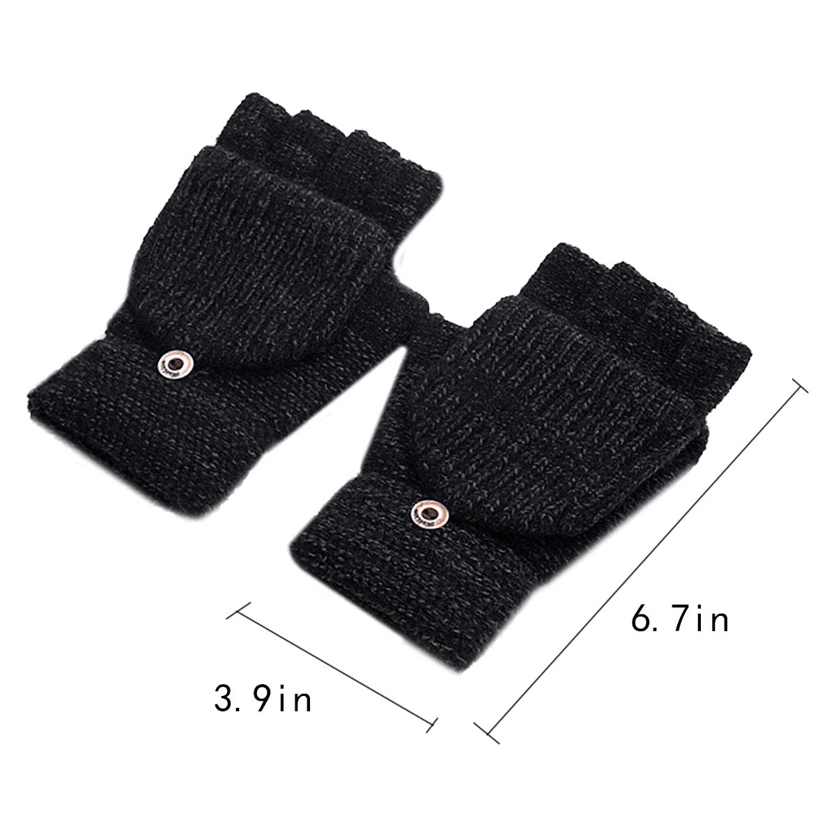 Men's & Teens' Black Striped Winter Warm Knit Fingerless Gloves with Convertible Mitten Cover - Perfect for Cold Weather, Outdoor Activities & Fashion Accessory