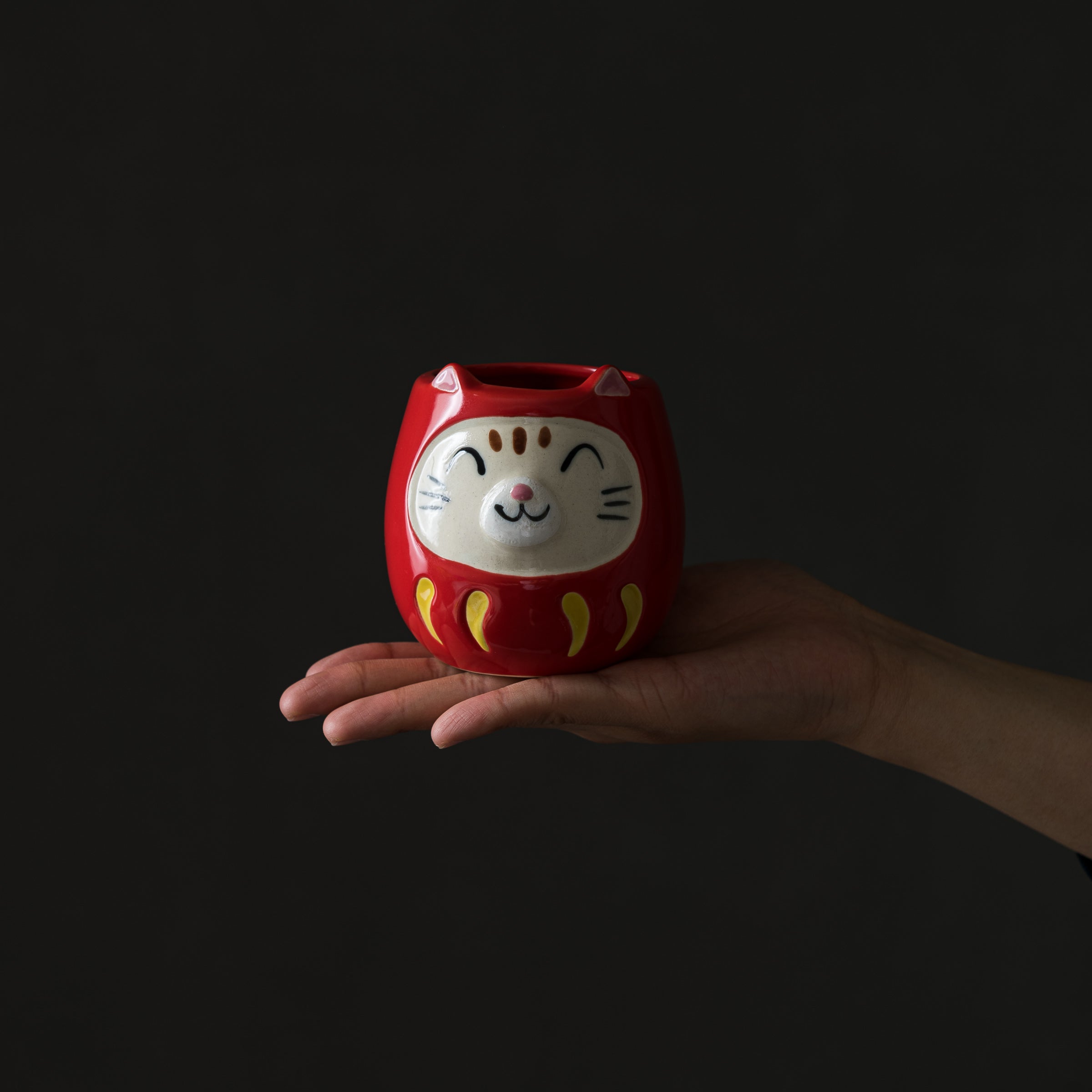 Lucky Cat Daruma Ceramic Coffee Mug - 8 Vibrant Colors for Home, Office & Gift Giving | Japanese Fortune Cat Design for Good Luck & Success