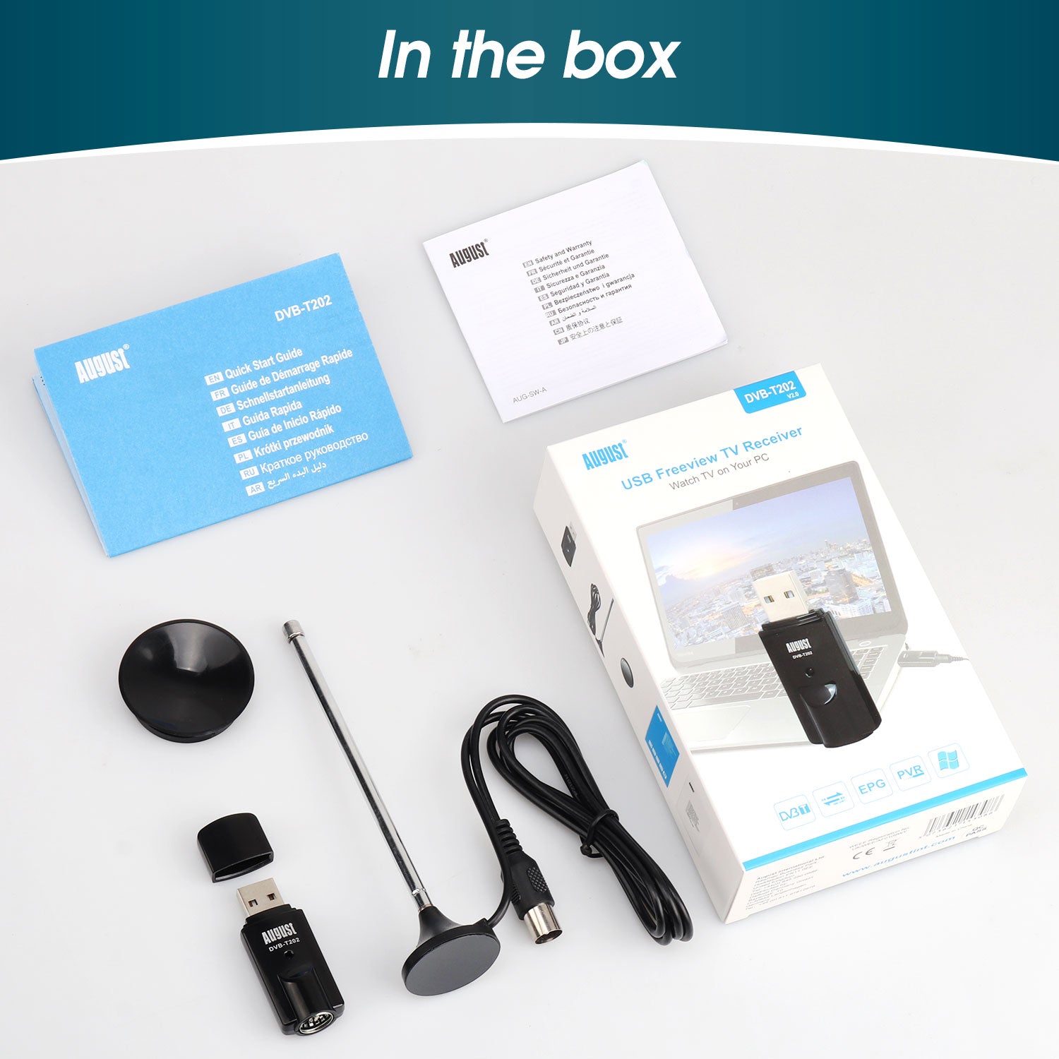 Digital USB DVB-T2 TV Tuner Receiver for PC - Windows 10/11 Compatible with Timeshift Function | Watch Live TV on Laptop for Home, Office & Travel
