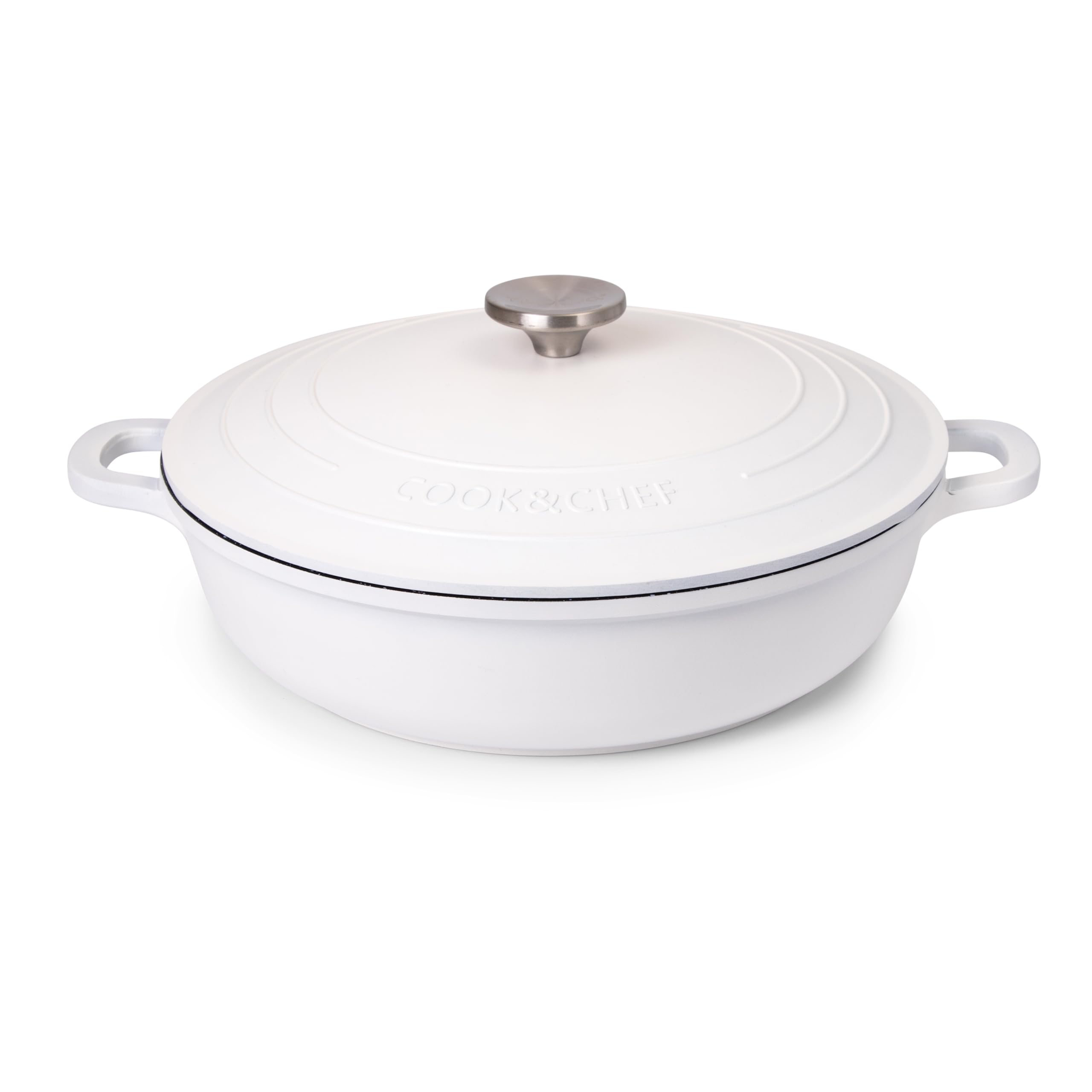 **Nuovva 4-Quart Dutch Oven with Lid – Non-Stick Cast Aluminum Pot for Sourdough Bread Baking, Oven & Stovetop Safe – 11 Inch Cream Stock Pot – Perfect for Artisan Bread, Stews & Slow Cooking**