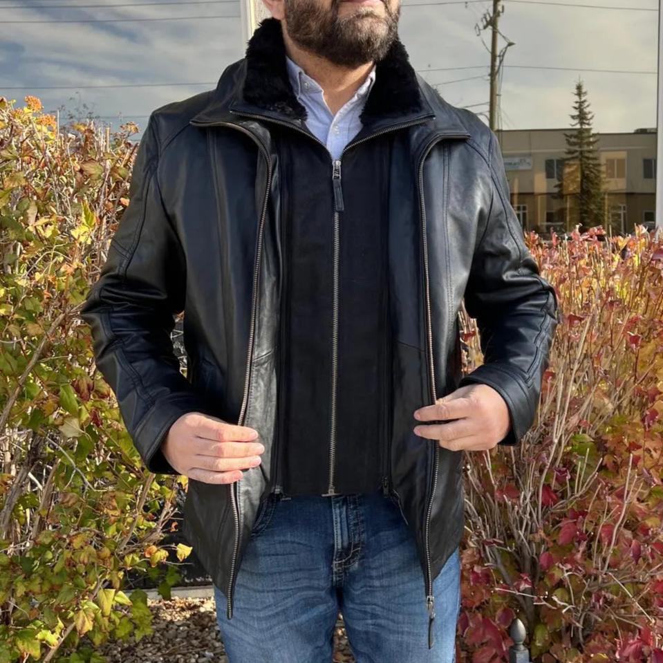 BOL Men's Cardigan Bomber Jacket - Genuine Lambskin Leather, Stylish & Comfortable - Perfect for Casual Outings, Date Nights & Fall Fashion