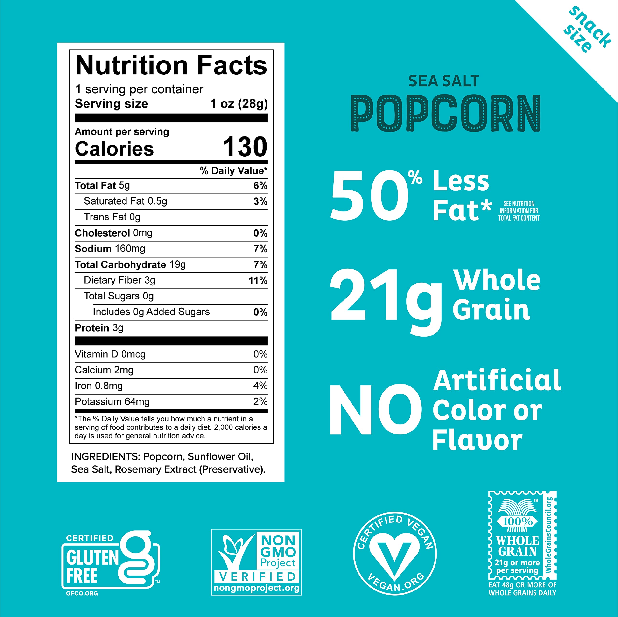 Pipcorn Mini Heirloom Popcorn - Sea Salt, 1oz (24 Pack) - Gluten Free, Healthy Snack Packs, Non-GMO, Vegan | Perfect for Lunchboxes, Movie Nights & On-the-Go Snacking
