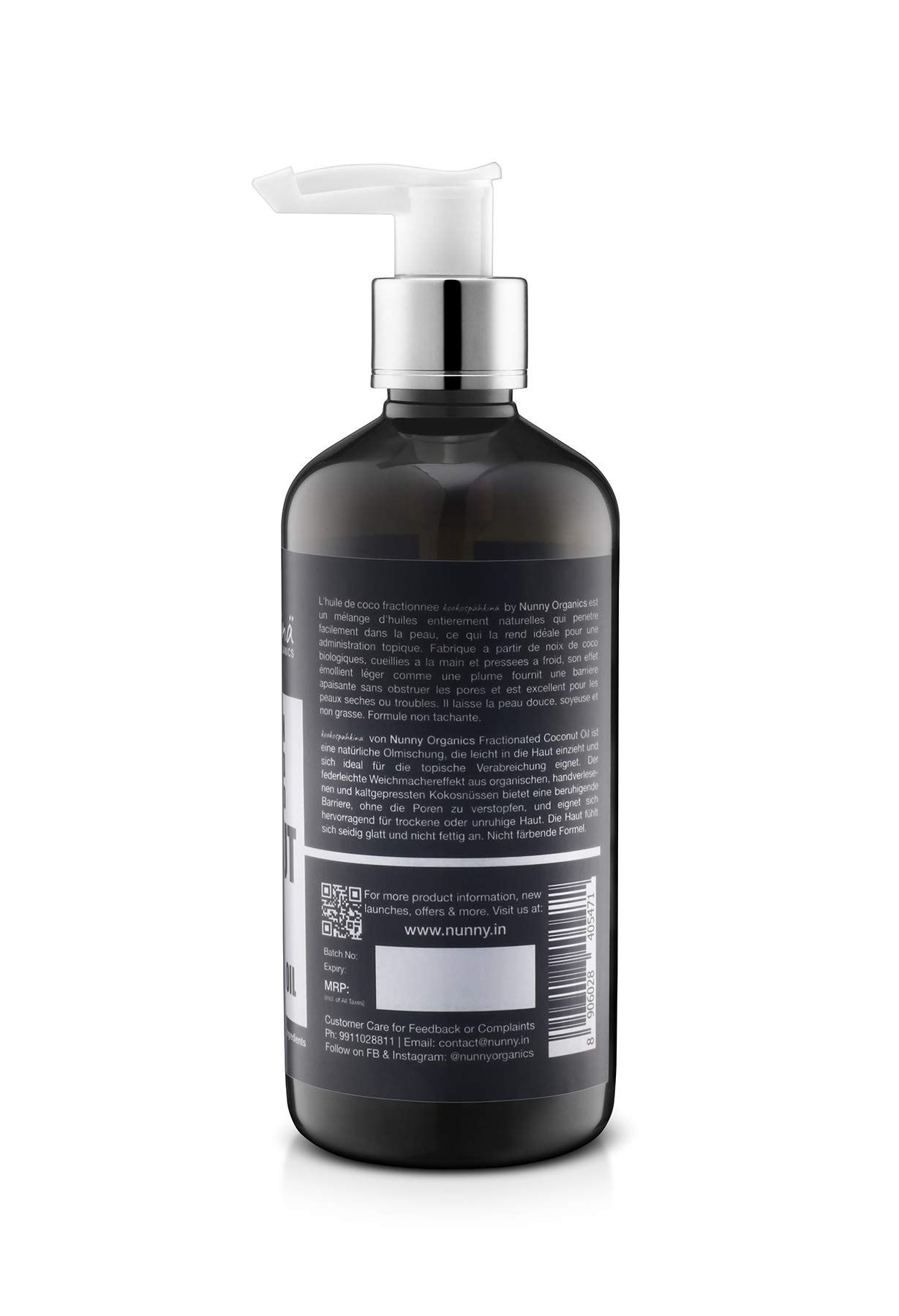 Organic Extra Virgin Cold Pressed Fractionated Coconut Oil for Skin, Hair & Massage - 100% Pure Natural Moisturizer & Carrier Oil for Aromatherapy & DIY Beauty