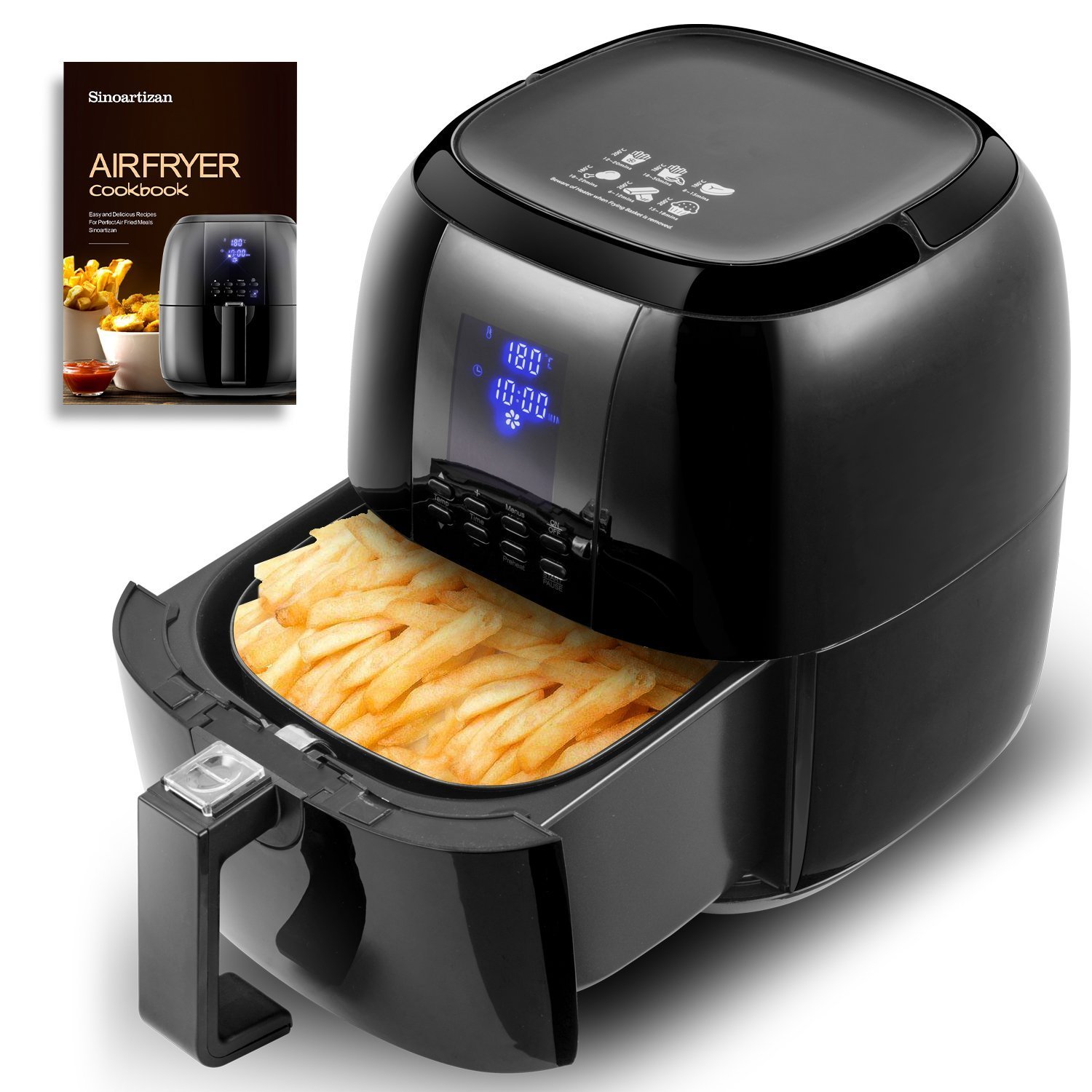 **8-in-1 Digital Air Fryer with LED Display – Oil-Free Healthy Cooking, 8 Preset Programs, Large Capacity (Black) – Perfect for Family Meals, Snacks & Quick Healthy Meals**