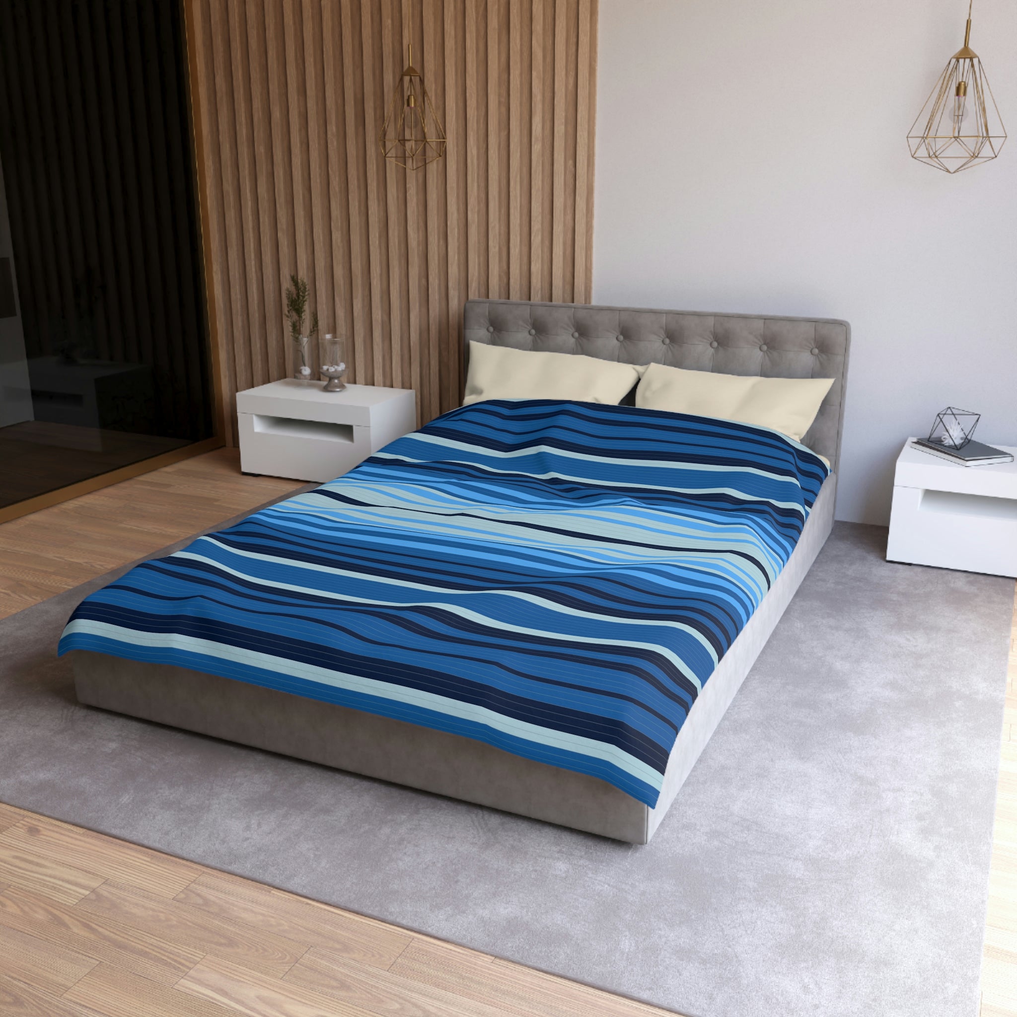 Sweetwater Striped Microfiber Duvet Cover Set - Soft Breathable Bedding Comforter Cover for All Seasons - Perfect for Master Bedroom, Guest Room & Dorm Decor