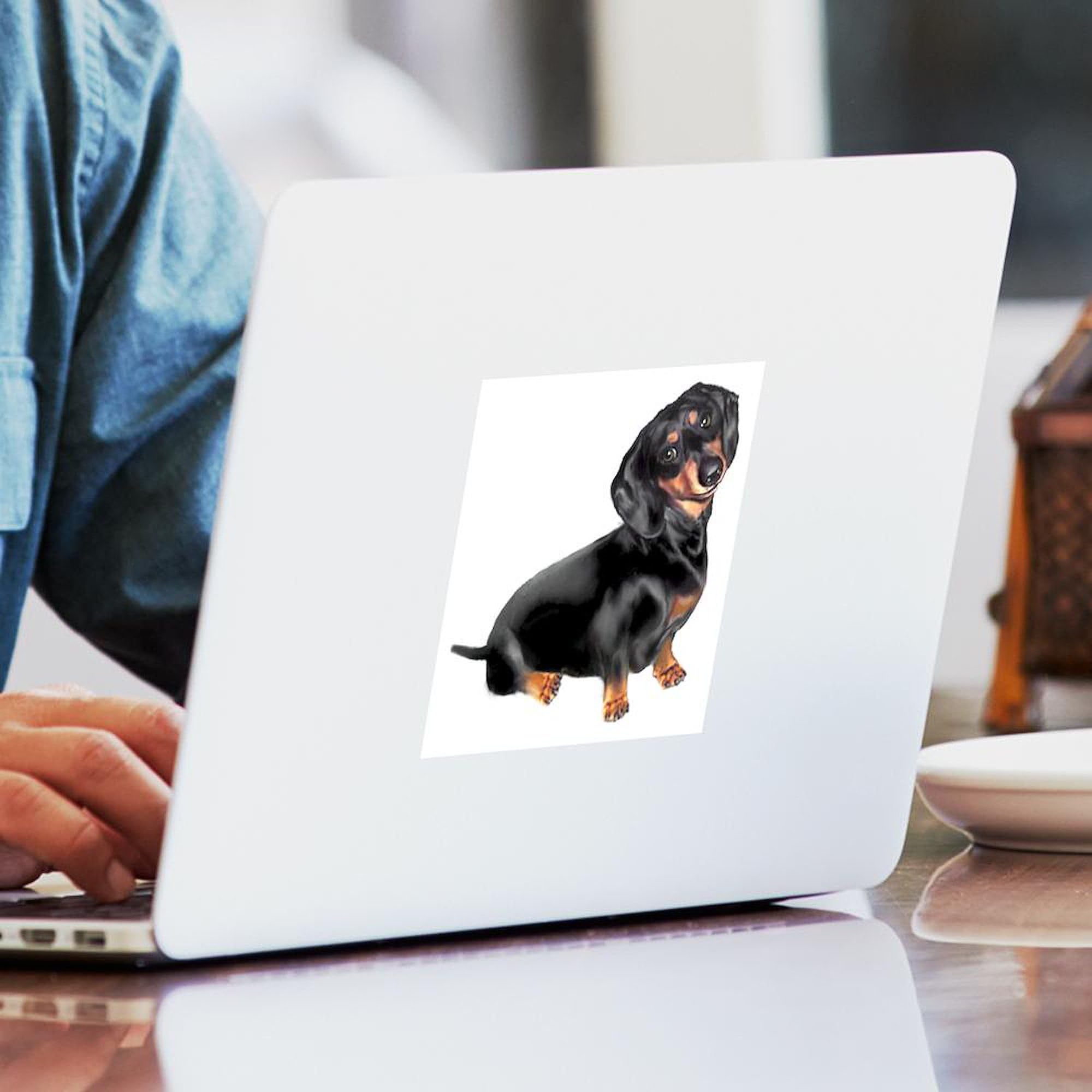 Black Tan Dachshund Square Sticker 3x3 Inch - Durable Car Bumper Decal for Vehicles, Laptops & Water Bottles - Funny Dog Lover Gift for Pet Owners