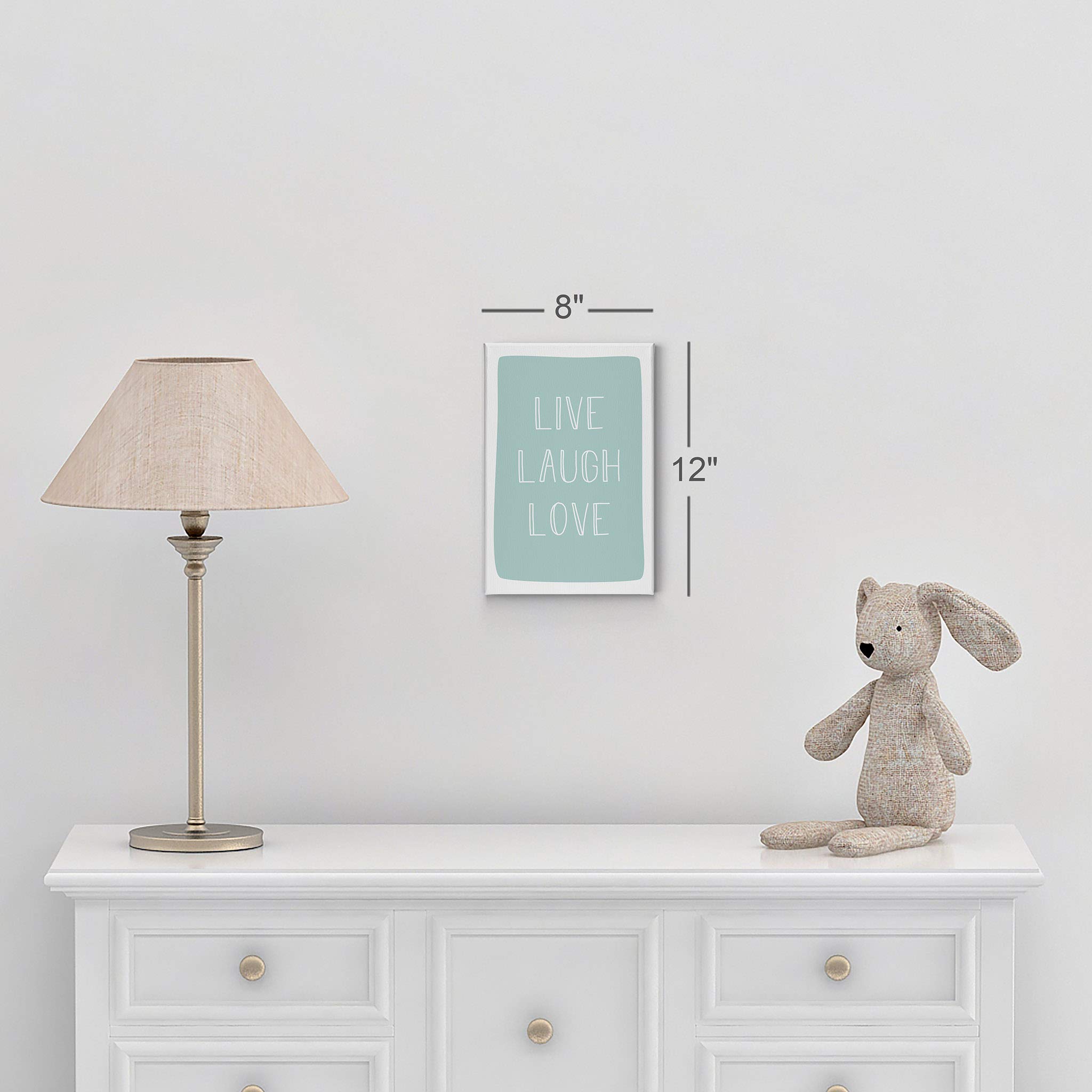 Live Laugh Love Canvas Wall Art - Turquoise Lettering Print for Nursery, Kids Room & Baby Decor | Ready-to-Hang 28x19 Inch Made in USA | Perfect for Bedroom, Playroom & Gift Giving