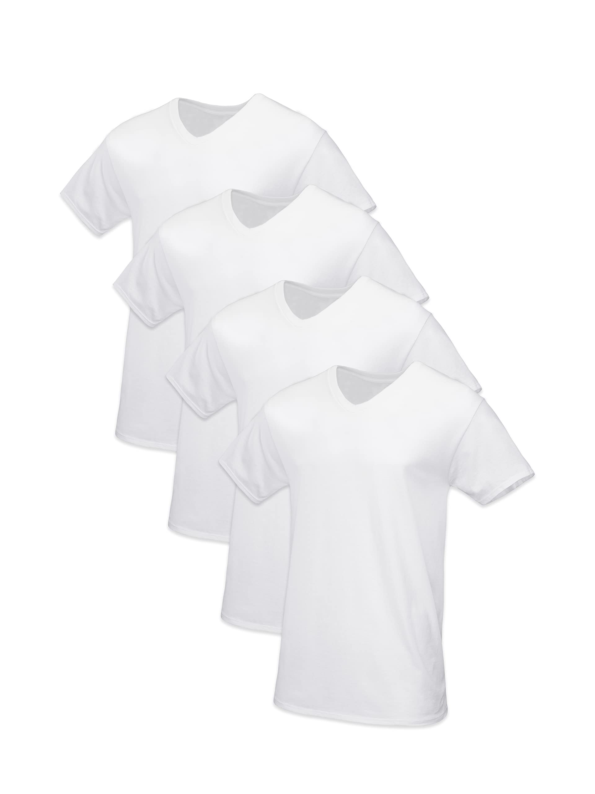 Fruit of the Loom Men's 100% Cotton Tag-Free Crew Neck Undershirts - Soft Breathable White T-Shirts for Layering, Work & Everyday Comfort