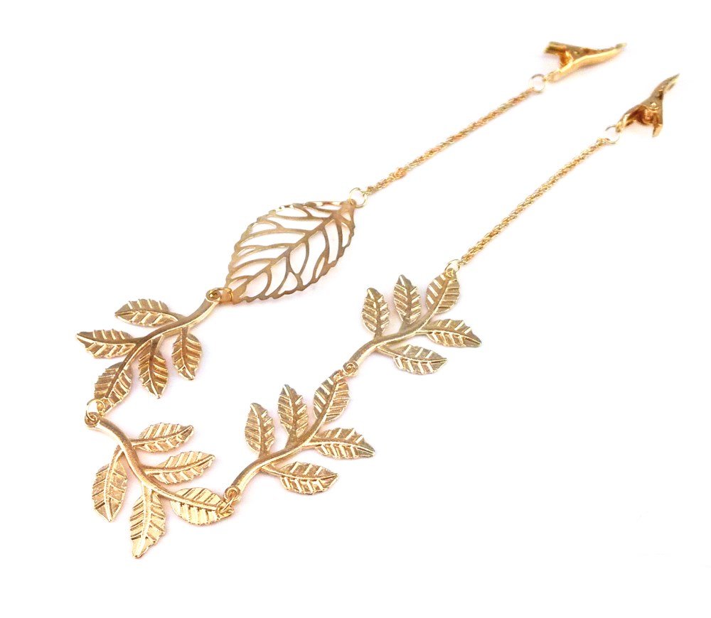 Yueton 2-Pack Fashion Women's Hair Clips - Olive Branch Tassel Leaf Design Alligator Barrettes Bobby Pins for Bridal, Wedding, Party Hairstyles | Elegant Hair Accessories for Daily Wear, Prom, Special Occasions