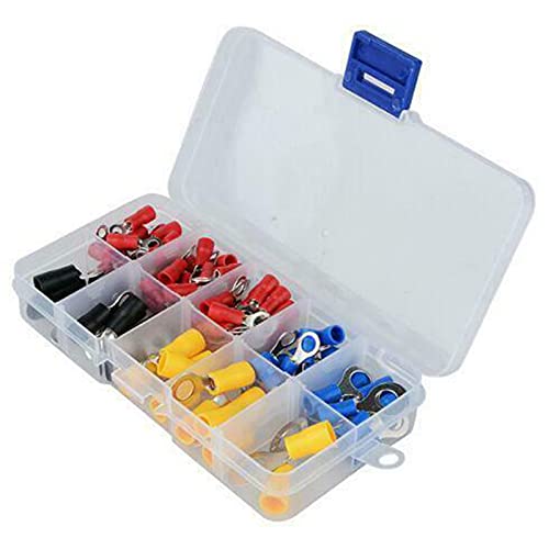 102PCS Electrical Crimp Terminal Kit - Insulated Ring, Spade & Quick Disconnect Wire Connectors for Automotive, Marine & DIY Electrical Projects | Assorted Crimp Terminals for Secure Wiring Connections