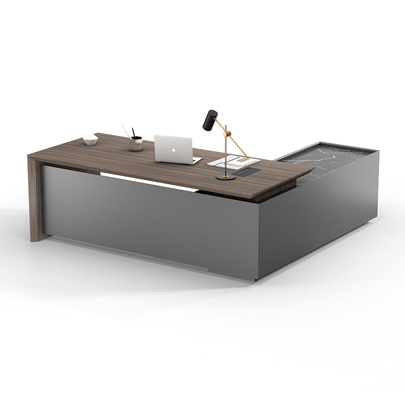 ARMANDO Executive Desk 220cm with Left Return in Hazelnut & Grey - Premium Office Furniture for Home & Business Workspaces