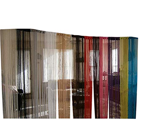 OctoRose White String Curtain Panel 40x110 Inches with Faux Pearl Beads - Elegant Door Window Room Divider for Home Decor, Wedding & Party Events