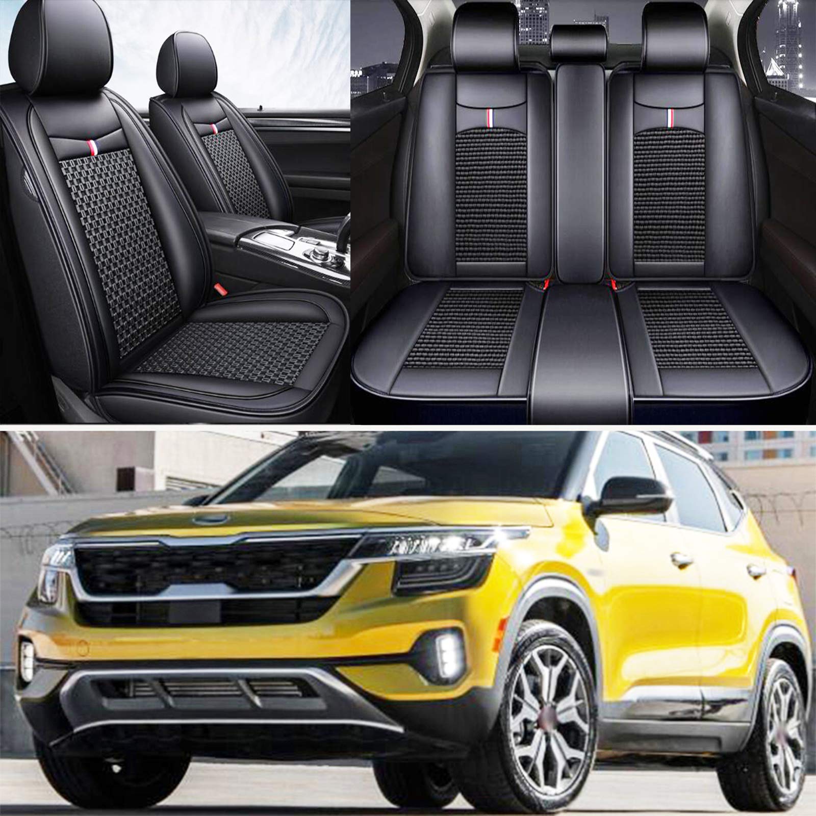 Breathable Polyester Fiber Leather Car Seat Covers for Kia Seltos 2020-2022 - Premium Comfort & Protection for Daily Commute & Road Trips