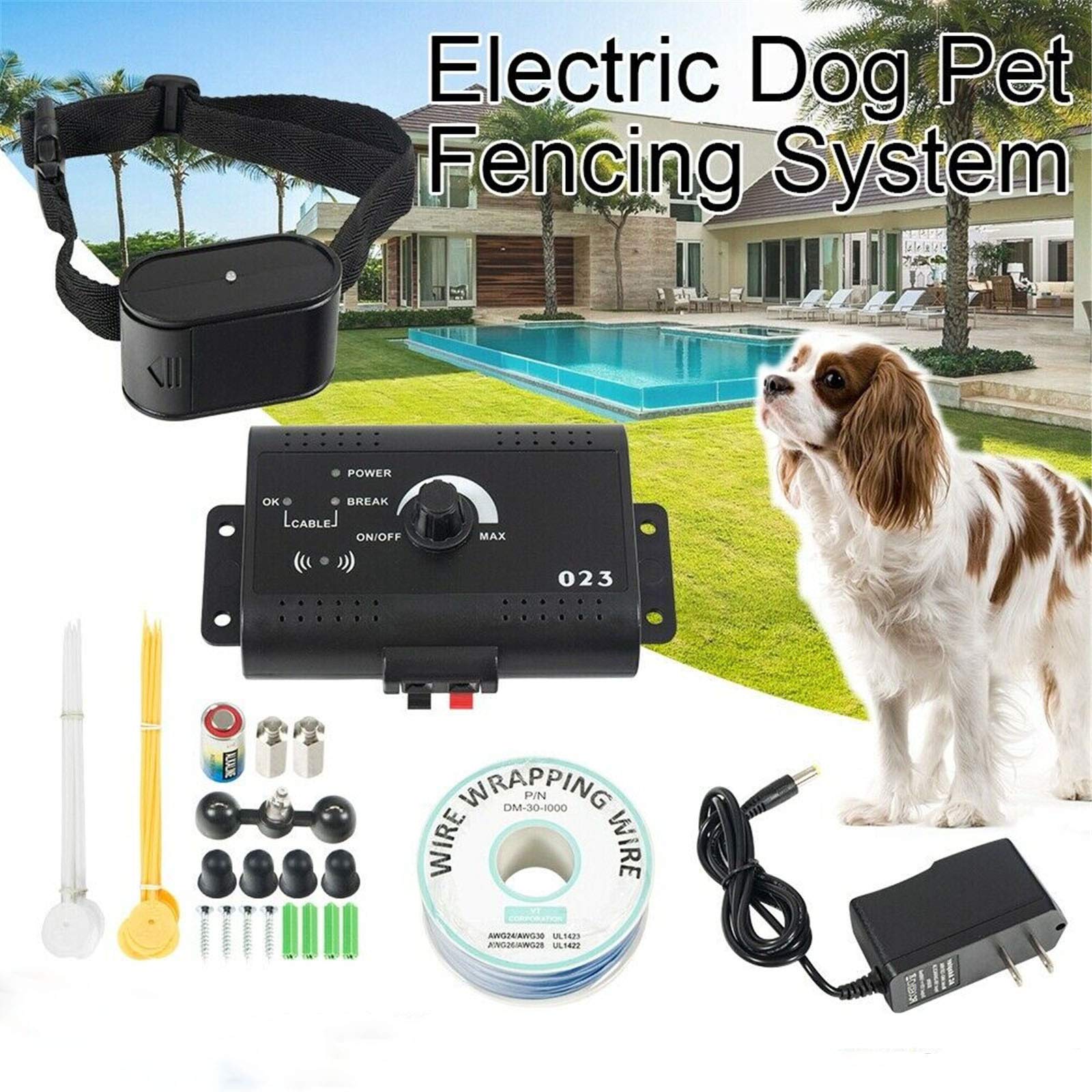Waterproof Rechargeable Electric Dog Fence System - Adjustable Training Collar for Small Medium & Large Dogs | Indoor & Outdoor Pet Containment | Backyard Security & Training Solution