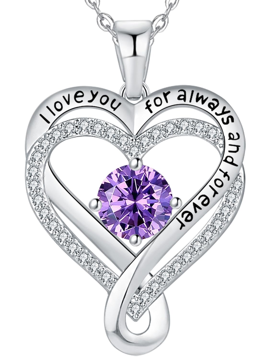 Infinity Heart Birthstone Necklace for Women - S925 Sterling Silver I Love You Jewelry, Anniversary & Birthday Gift for Wife, Girlfriend, Mom, Daughter | Perfect for Valentine's Day, Mother's Day & Romantic Occasions