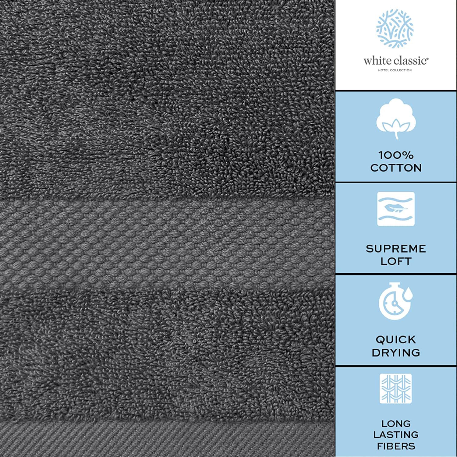 Premium 100% Cotton Luxury Bath Towels Set of 4 - Extra Large 27x54 Inch, 700 GSM Ultra Soft & Absorbent - Hotel Quality Bathroom Towels for Spa, Gym, Pool & Guest Use (Gray)