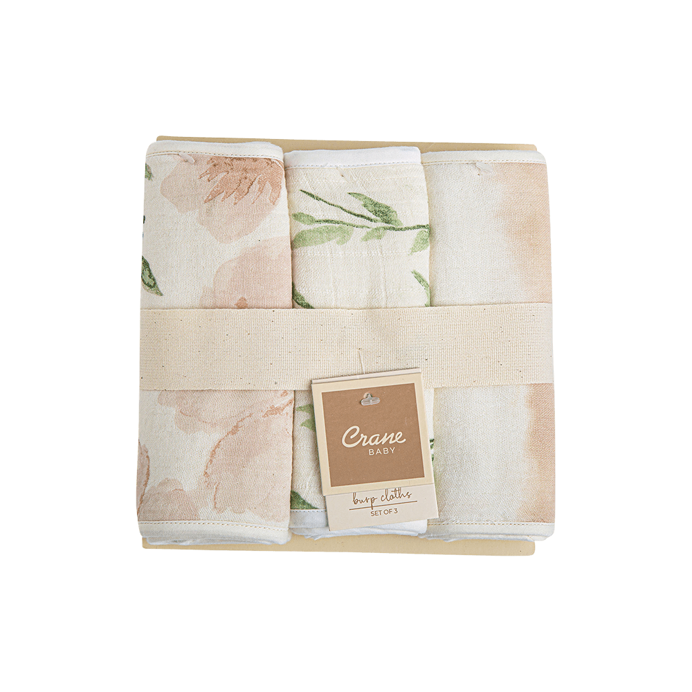 Premium Crane Parker 3-Piece Burp Cloths Set - Ultra Absorbent Baby Spit-Up Cloths for Newborns & Infants - Soft & Gentle on Baby's Skin - Perfect for Feeding, Burping & Diaper Changes