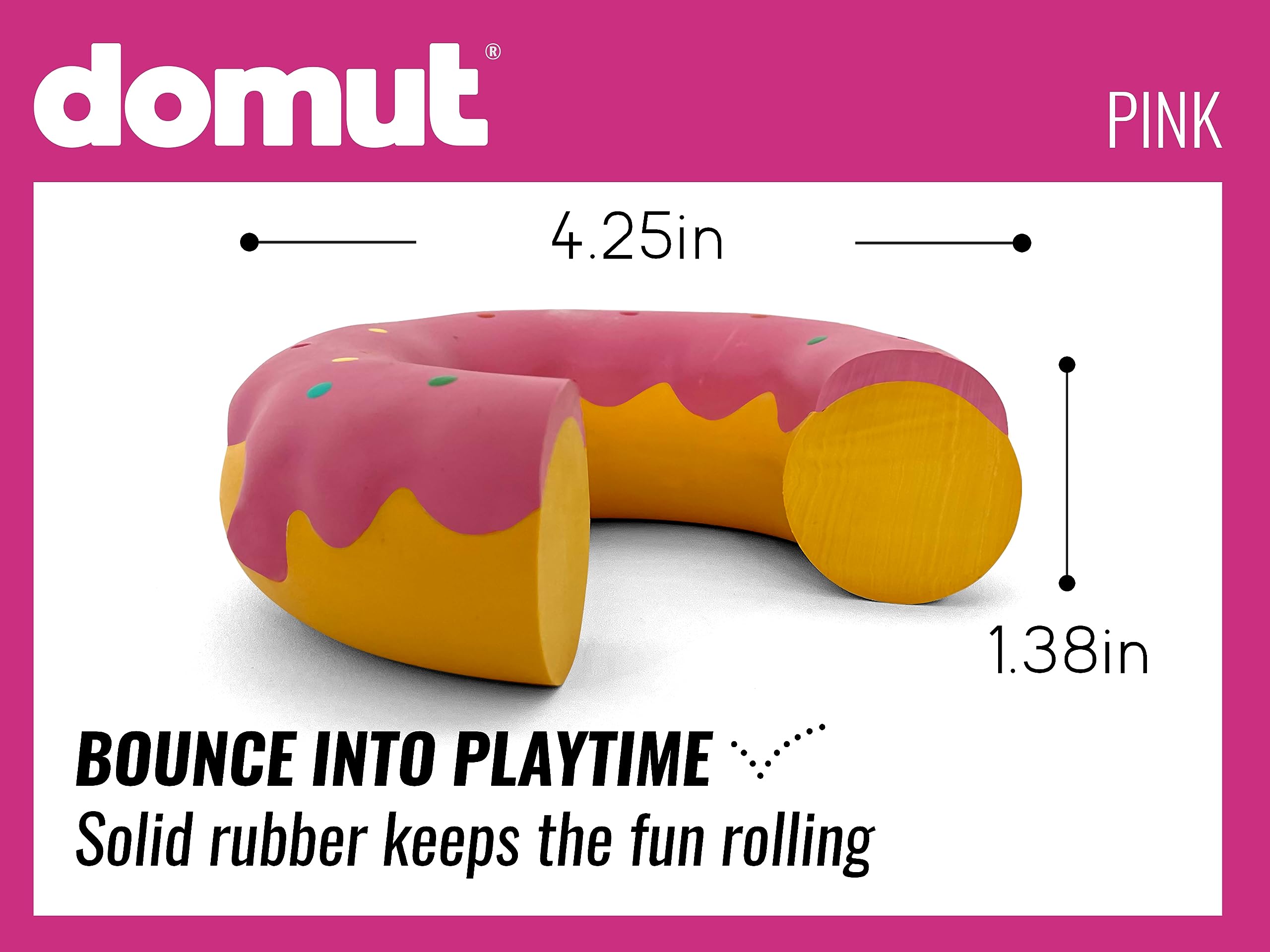 Durable Donut Dog Chew Toy for Aggressive Chewers - Heavy Duty Rubber Chew Toy for Medium & Large Breed Dogs - Tough Long-Lasting Dog Toy - Perfect as Birthday Gift or Training Reward (Pink, 1-Pack) - Great for Playtime, Teething Relief & Interactive Bonding
