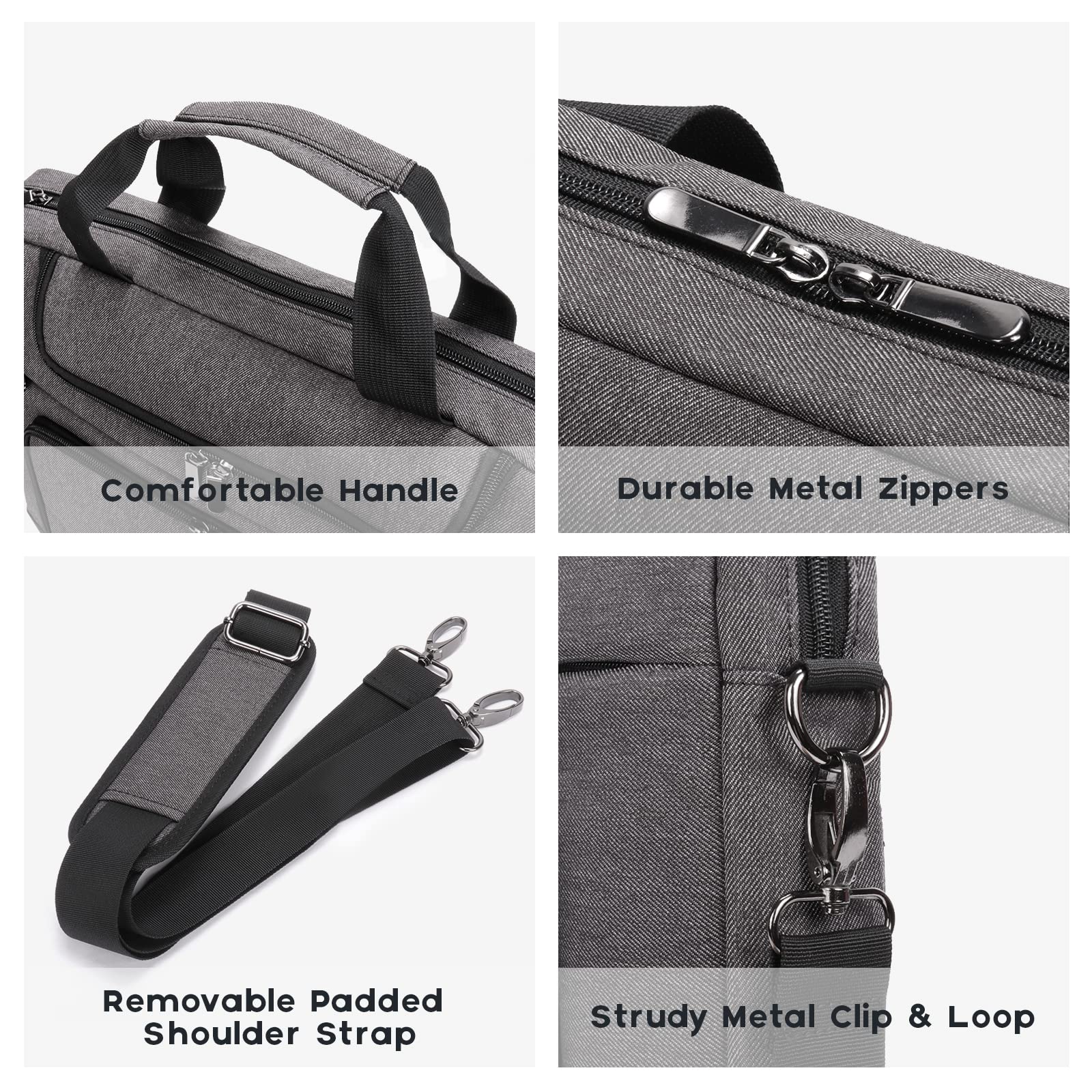 BERTASCHE 17.3 Inch Laptop Bag for Men - Durable Business Laptop Case with Shoulder Strap - Perfect for Work, Office & Business Travel - Grey Computer Carrying Bag