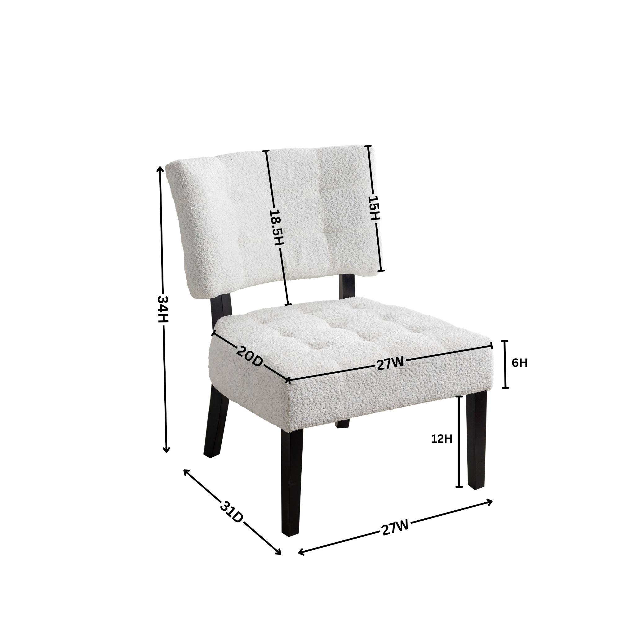 Roundhill Furniture Tufted Accent Chair with Oversized Seating - Modern Upholstered Living Room Chair for Home Office, Lounge & Reading Nook