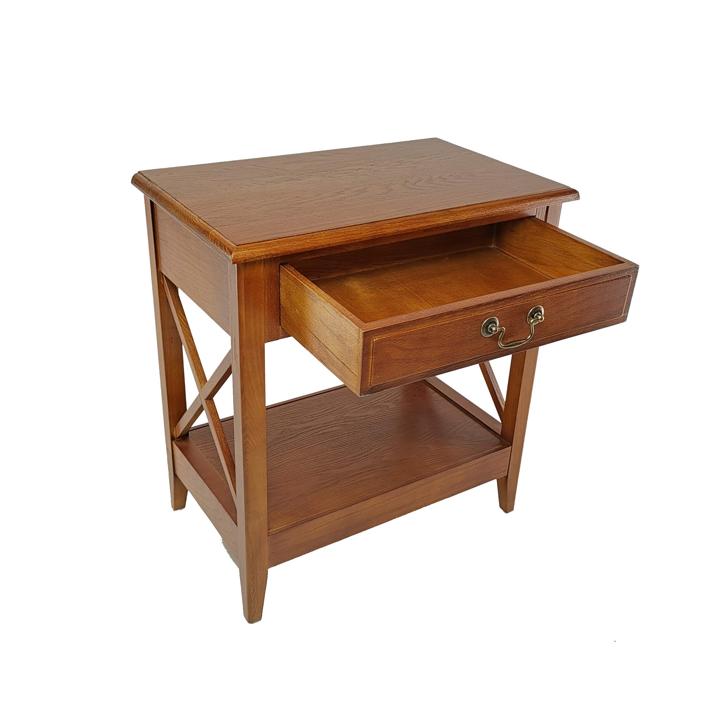 Benjara Transitional Style Nightstand with 1 Drawer & X-Shaped Sides - Brown Wood Bedside Table for Bedroom, Living Room, or Office