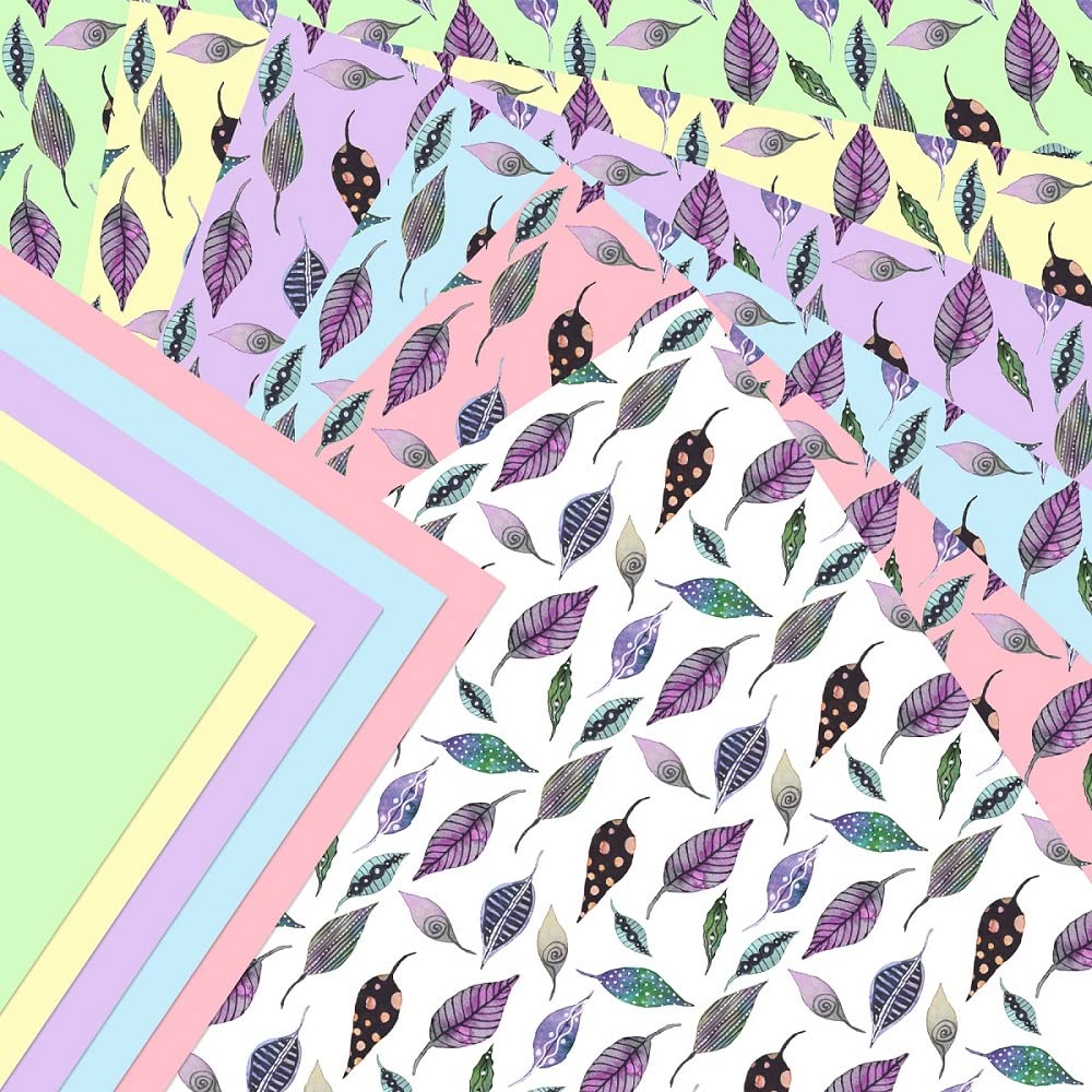 Origami Paper Double-Sided Watercolor Leaves Pattern - 24 Sheets/Pkg (Y4533) for DIY Crafts, Scrapbooking & Gift Wrapping