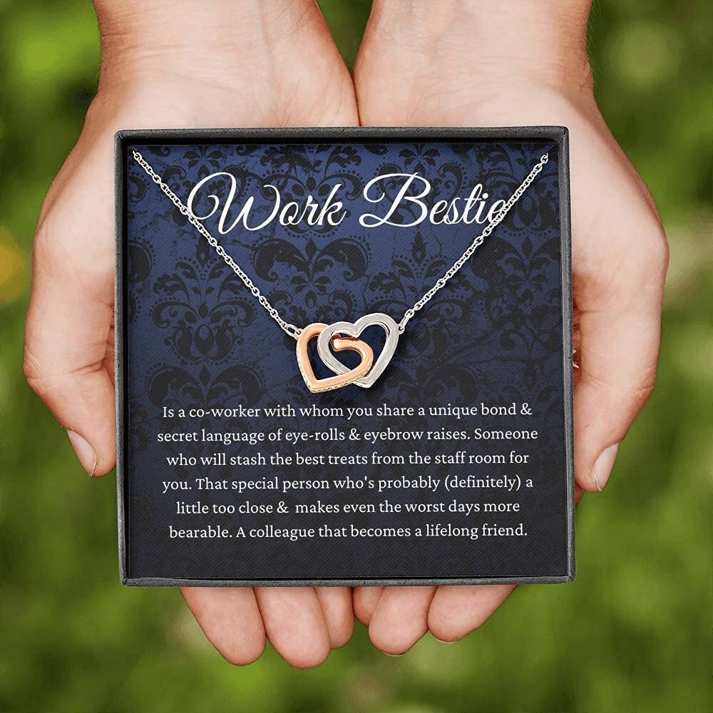 Personalized Heart Necklace - Handmade Jewelry Gift for Best Friend & Coworker | Work Bestie, Leaving Gift