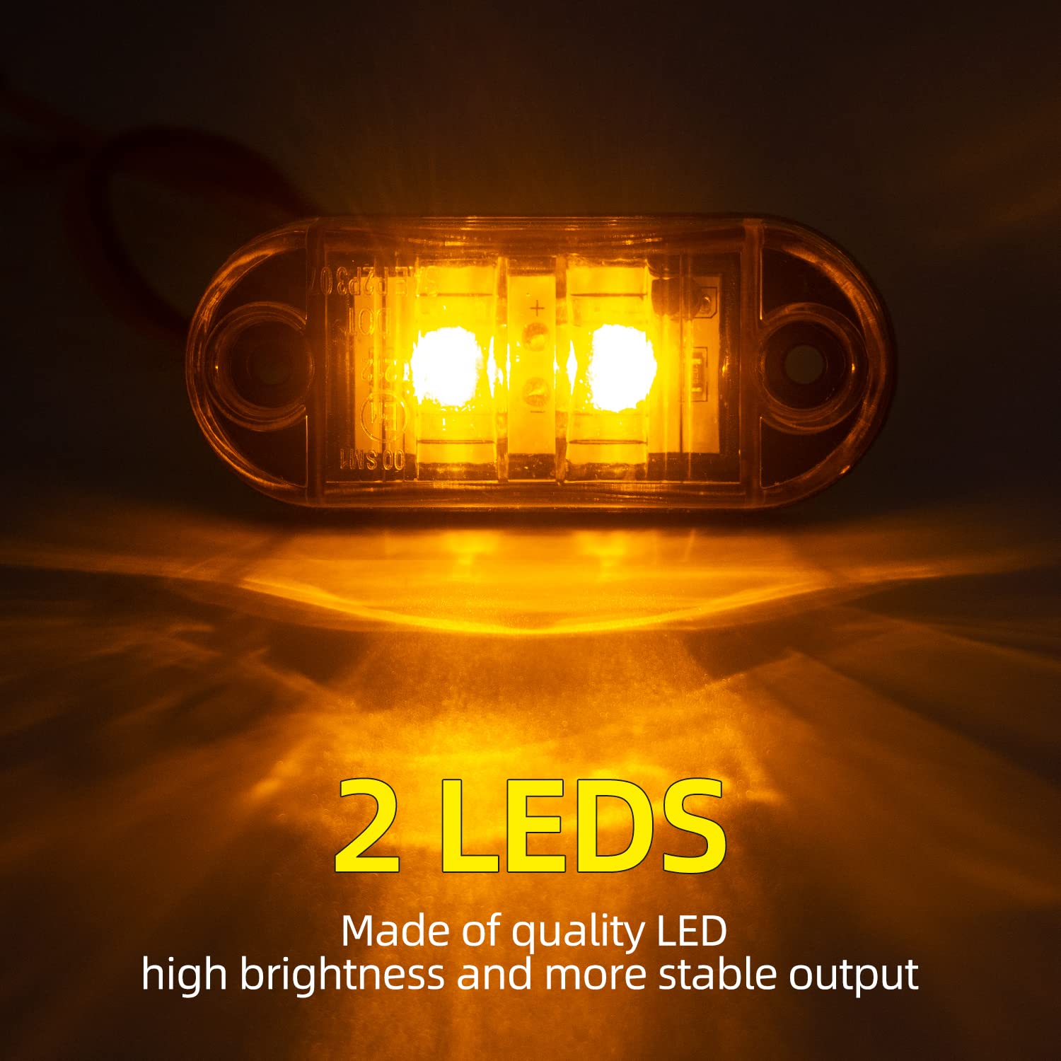 (5pcs Amber, 5pcs Red) 2.5 Inch 2 Diode LED Trailer Marker Lights - Waterproof Oval Side Running Lights for Trucks, RVs, Lorries, Pickups & Campers - Perfect for Night Driving and Road Safety