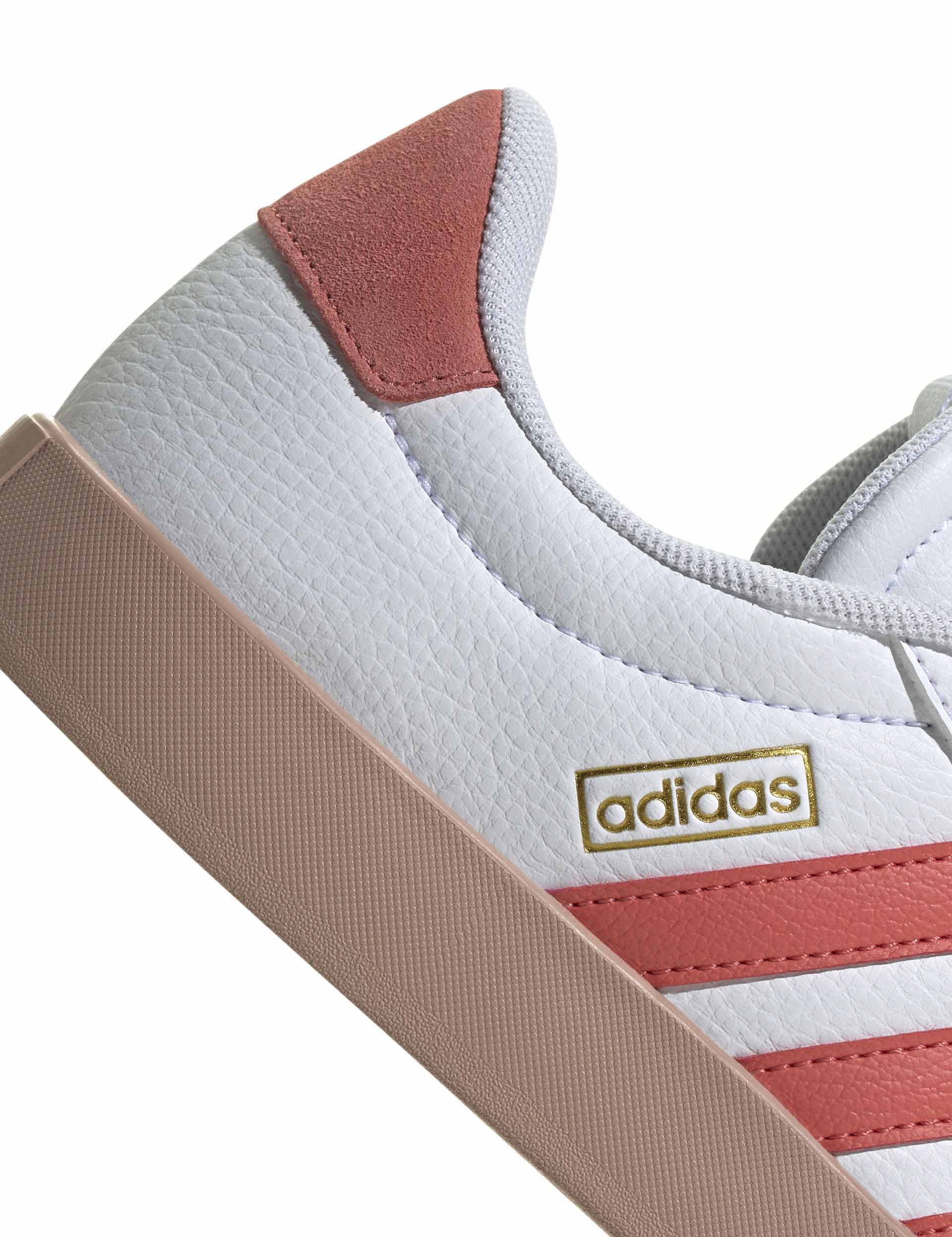 VL Court 3.0 Sneakers - Cloud White/Preloved Scarlet/Gold Metallic - Women's Tennis Shoes for Casual Wear & Sports Performance