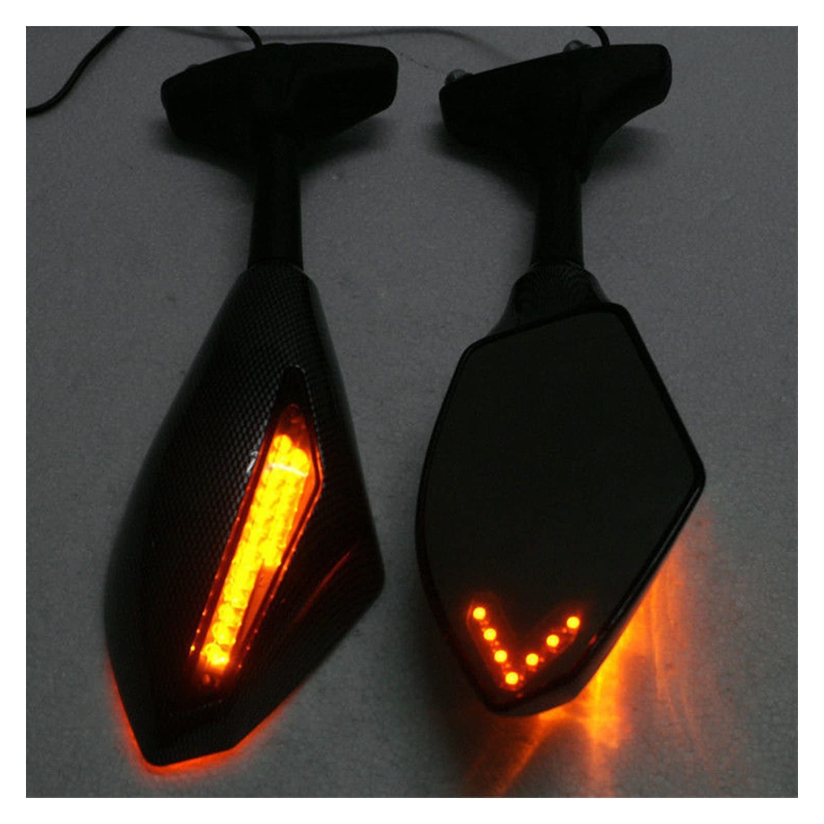Motorcycle LED Turn Signal Mirrors - Integrated Rearview Mirrors with Indicators for Yamaha YZF, FZR 600/1000, R1, R6, FZ1, FZ6 - Universal Bike Side Mirrors for Enhanced Visibility & Safety (Day & Night Riding)