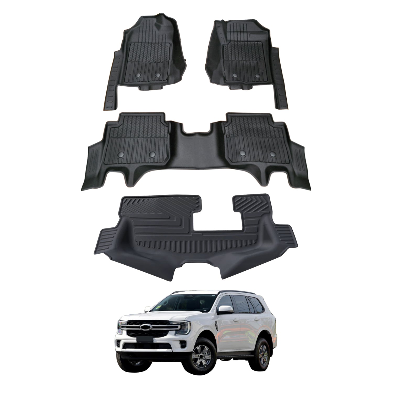 Premium 7D Injection Floor Mats for Ford Everest Next Gen 2022-2023 | Custom Fit All-Weather Car Mats | Durable & Easy to Clean | Perfect for Off-Roading, Camping & Daily Commute