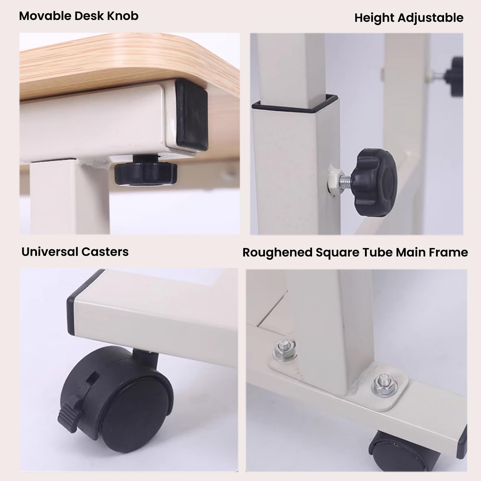 Adjustable Over Bed Table with Wheels - Rolling Hospital Tray Table, C-Shaped Bedside Table for Laptop, Meals & Snacks - Perfect for Hospital, Home Care, Wheelchair & Sofa Use
