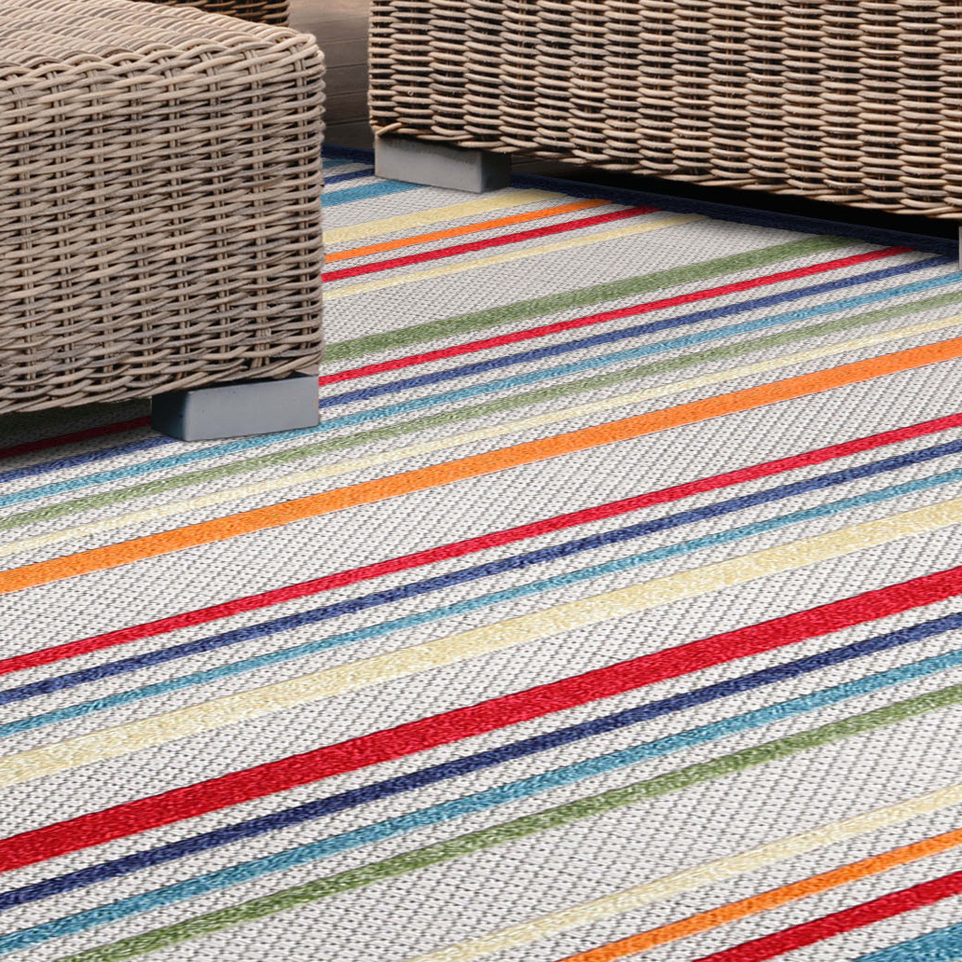 Stylish Eastyn Casual Stripe Geometric Area Rug - Soft Indoor/Outdoor Floor Mat for Living Room, Bedroom, Patio & Deck Decor