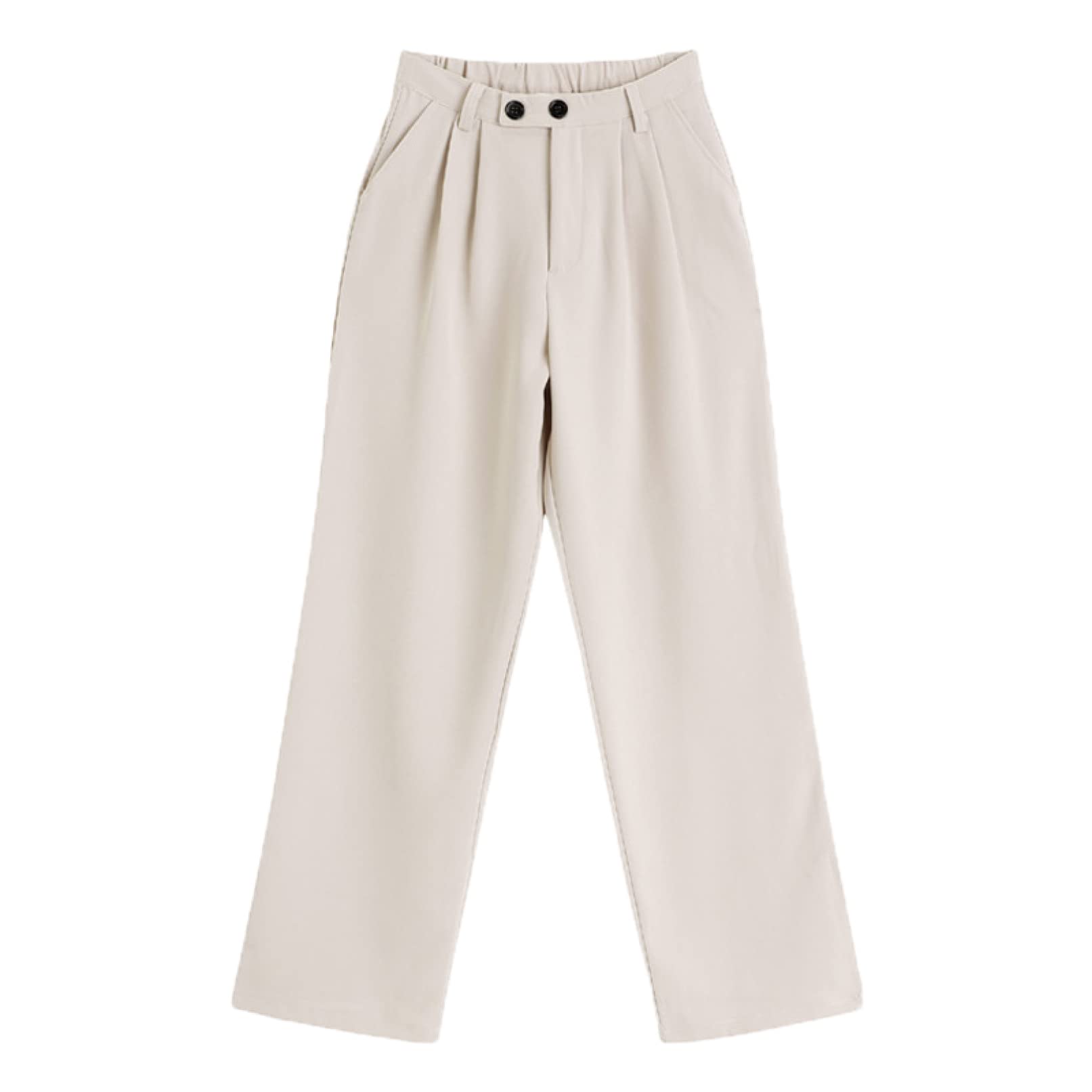 AOBRICON Women's Wide Leg Pants - Casual High Waist Elastic Trousers with Double Button, Floor-Length Loose Fit for Spring | Perfect for Office, Travel & Everyday Comfort