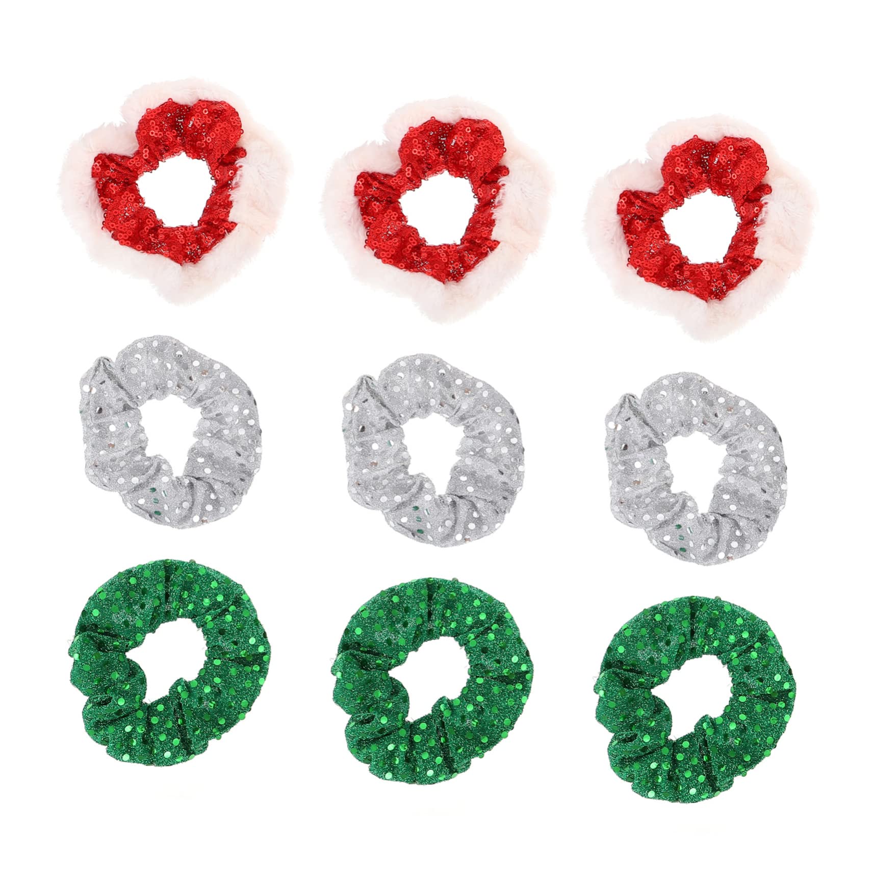 Beavorty 9pcs Christmas Hair Ties Set - Sparkly Sequins Hair Scrunchies, Elastic Ponytail Holders for Women & Girls (Holiday Party, Gift, School, Daily Use)
