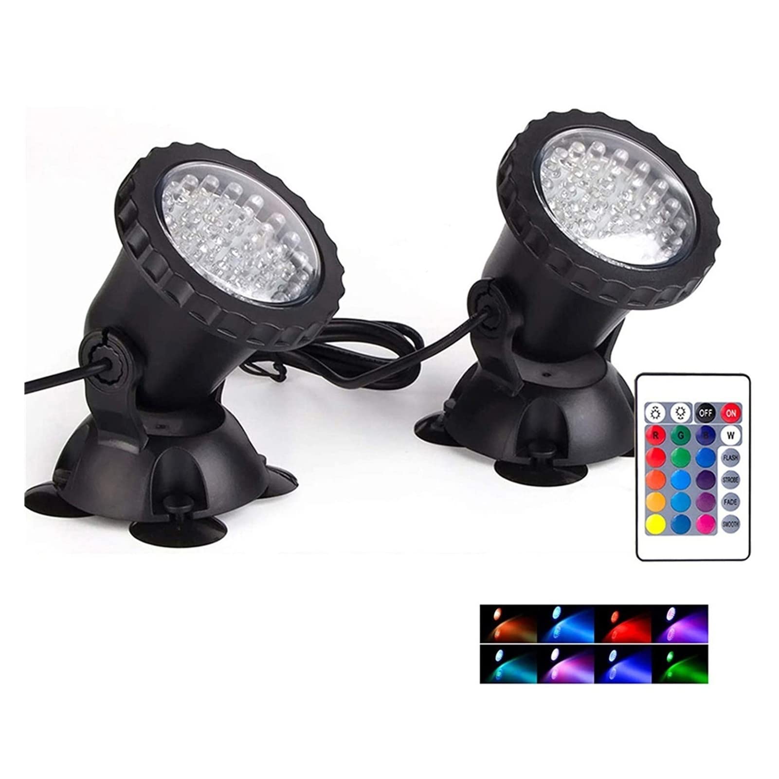 TOMYEUS 36 LED RGB Submersible Pool Lights IP68 Waterproof - Adjustable Stand for Ponds, Aquariums, Swimming Pools & Garden Landscape - Perfect for Underwater Decoration, Lawn Lighting & Nighttime Ambiance