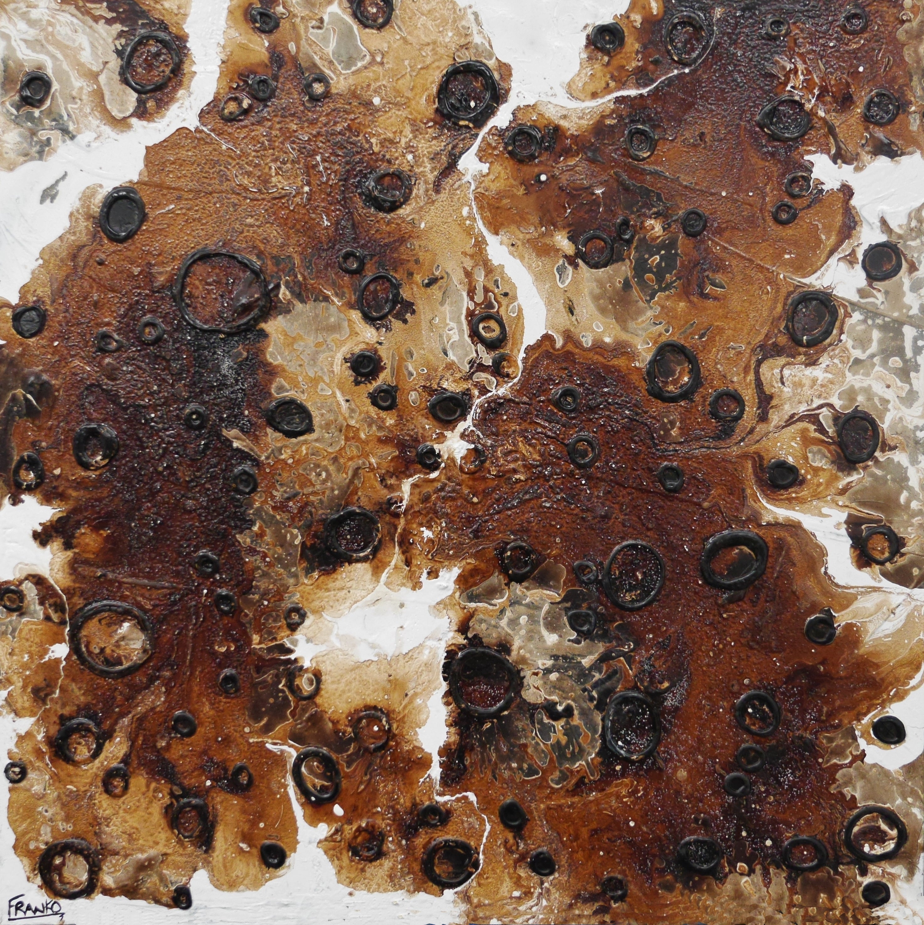 100cm x 100cm Rust Honey Textured Abstract Wall Art Painting - Modern Home Decor for Living Room, Bedroom & Office