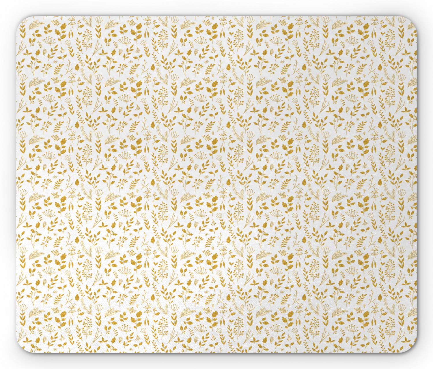 Ambesonne Floral Mouse Pad - Spring Nature Design with Monochrome Flowers & Leaves, Non-Slip Rubber Base, Standard Size Rectangle Mousepad in Earth Yellow & White - Perfect for Office, Gaming & Home Computer Use